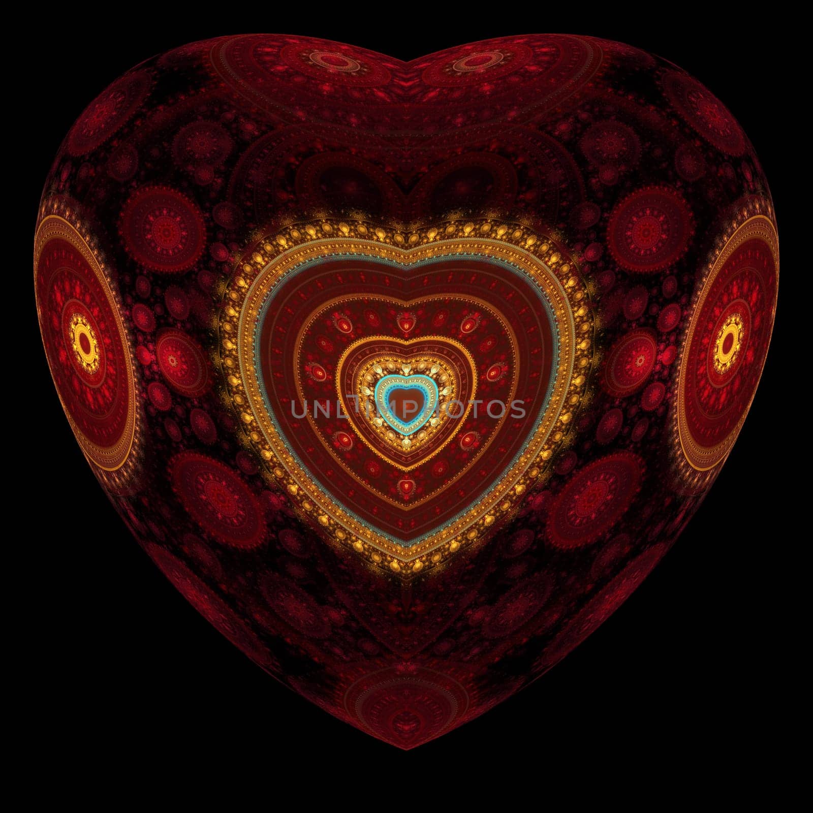 Abstract red heart with very decorated with intricate ornaments for postcards and congratulations on Valentine&#39 s Day or for a declaration of love