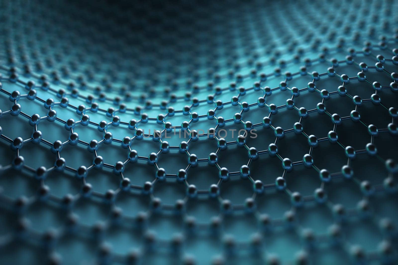 Several molecules connected, crystallized in the hexagonal system, concept of a carbon structure.