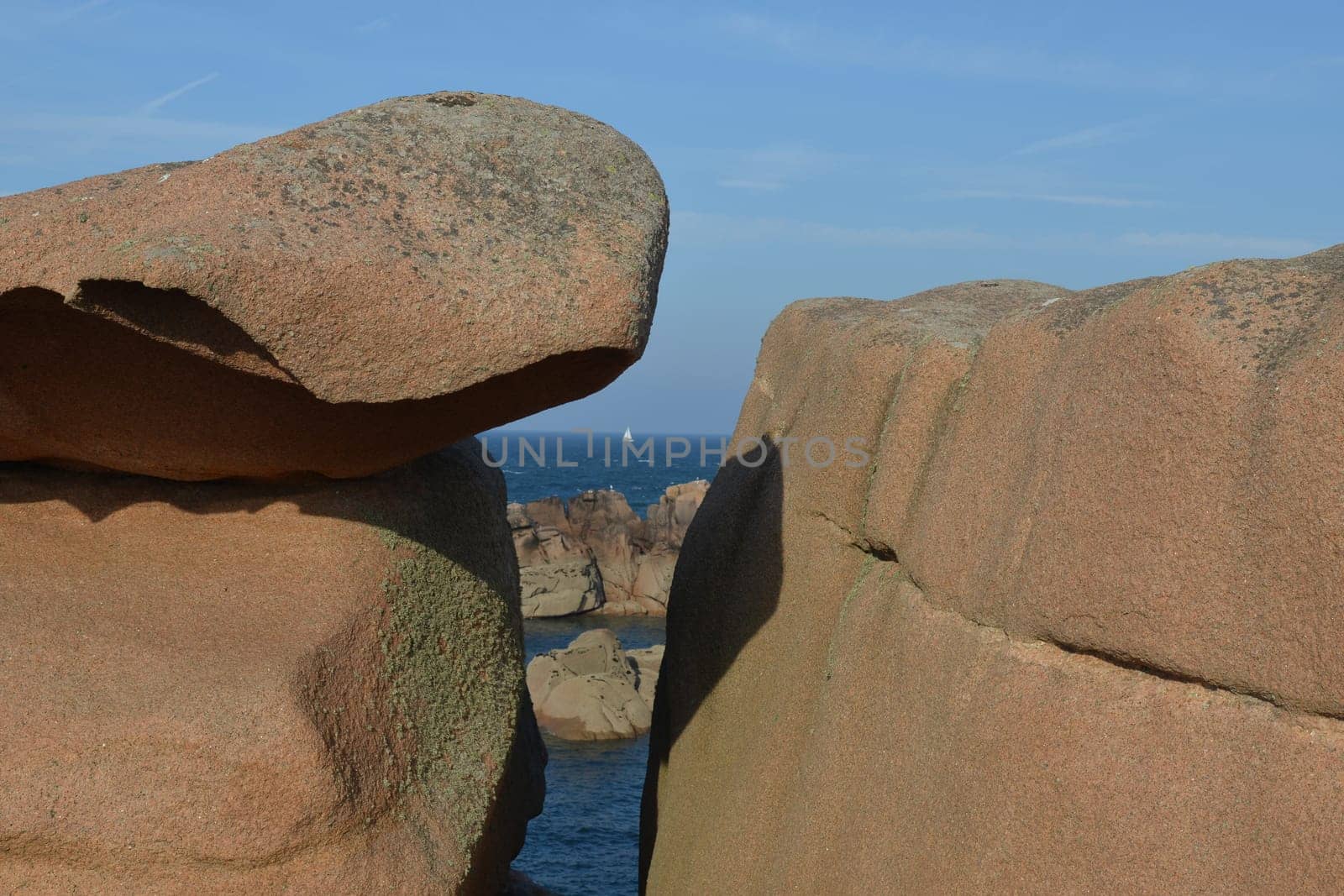 Rock formation on the pink granite coast
