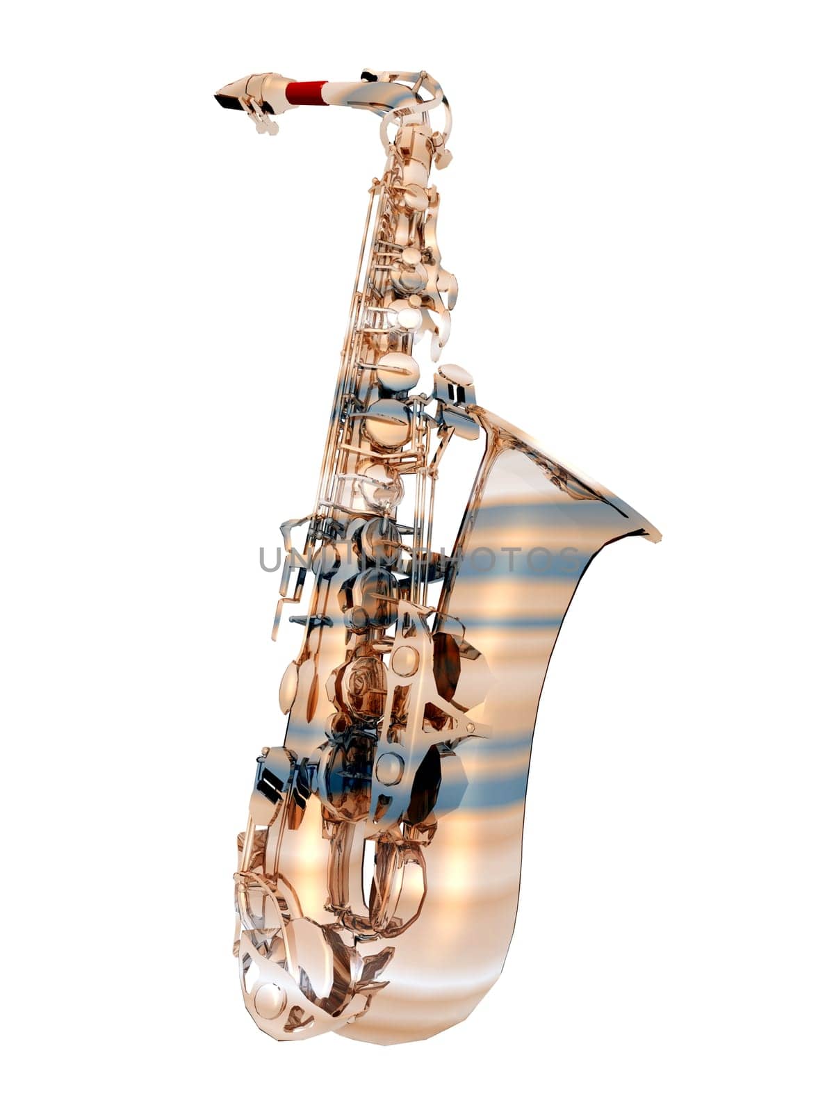 Computer-generated 3D illustration with a saxophone isolated on white background