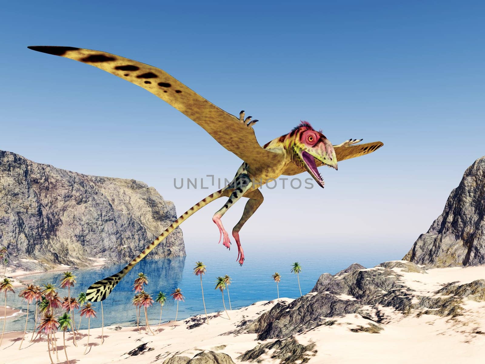 Computer-generated 3D illustration with the flying dinosaur Peteinosaurus