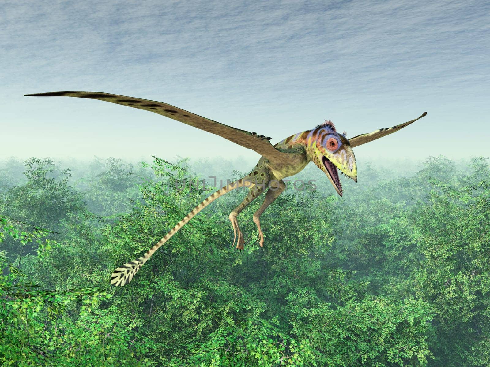 Computer-generated 3D illustration with the flying dinosaur Peteinosaurus