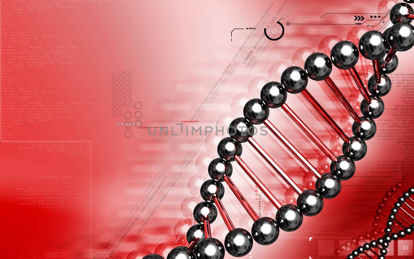 Digital illustration DNA structure in colour background