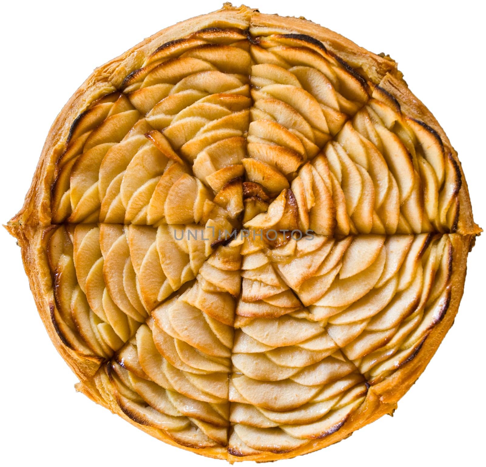 Freshly baked sliced French apple pie