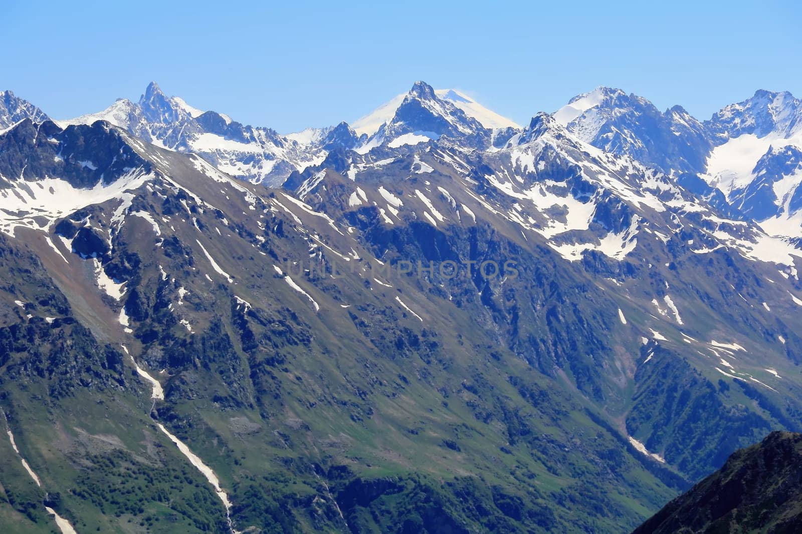 Scenery of rockies in Caucasus region in Russia