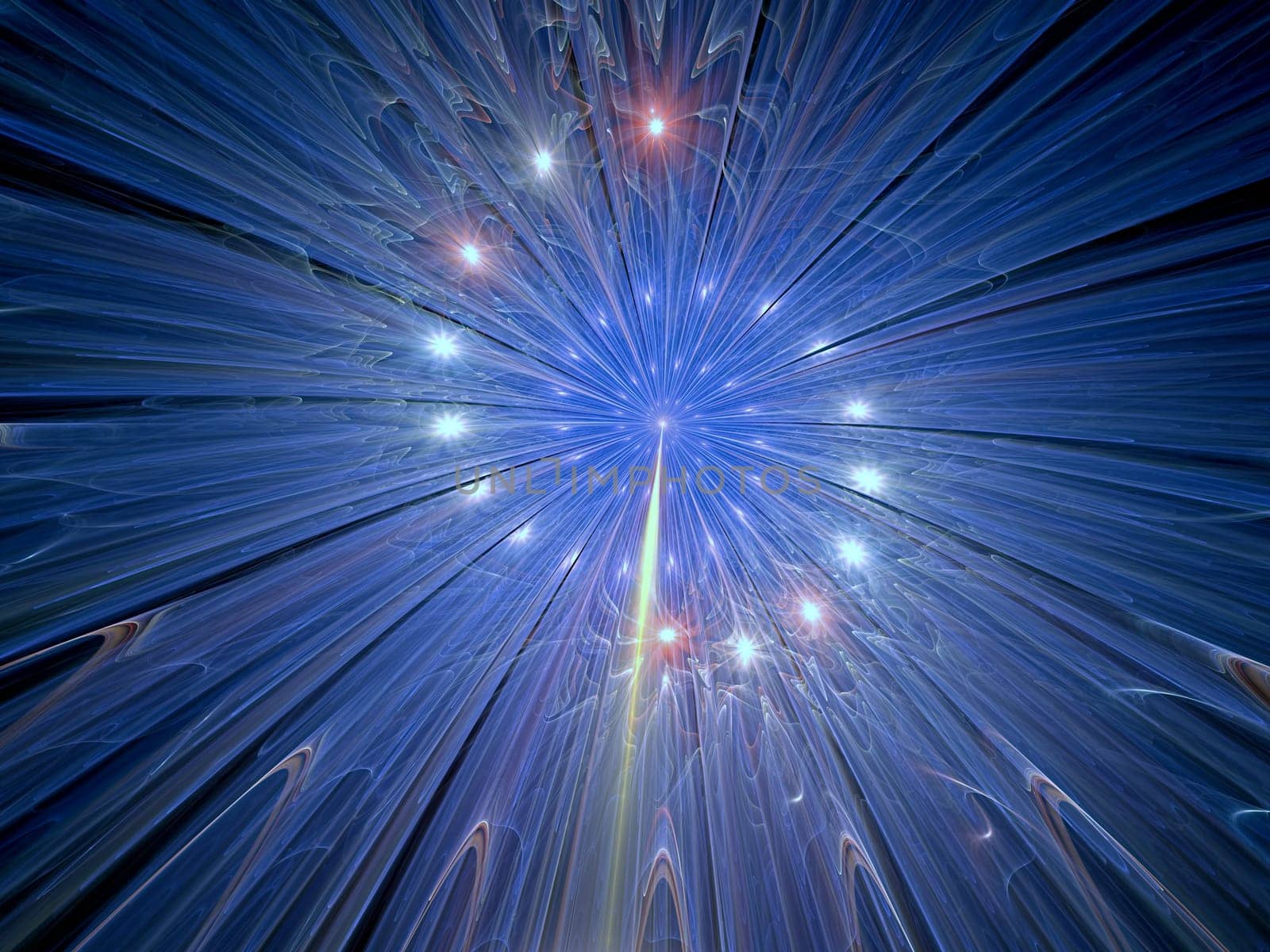 Abstract computer-generated image a spiral of stars on the background with folds