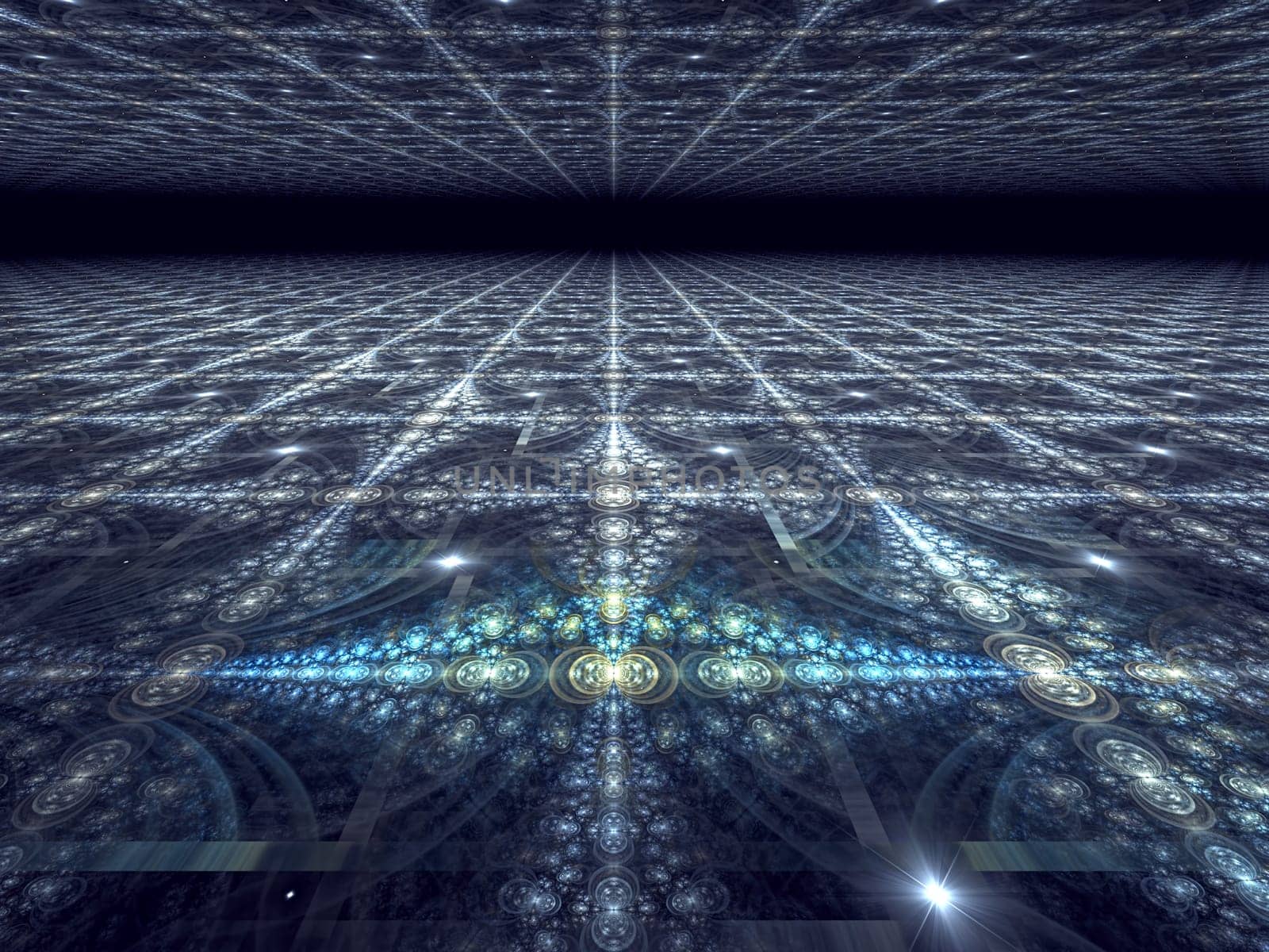 Abstract computer-generated image lace pattern with perspective and horizon