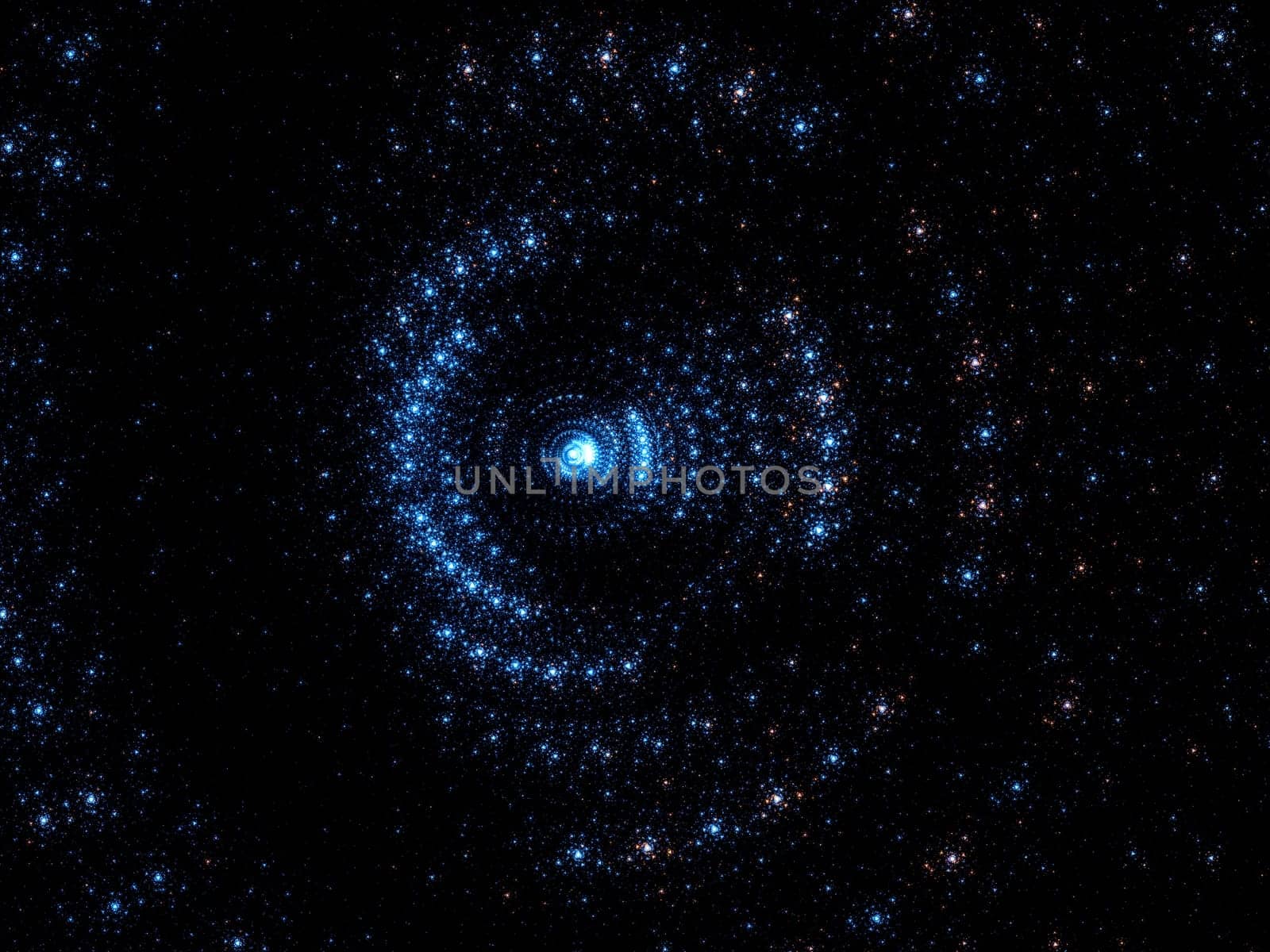 Abstract computer-generated image consisting of a circle of glowing dots on a black background