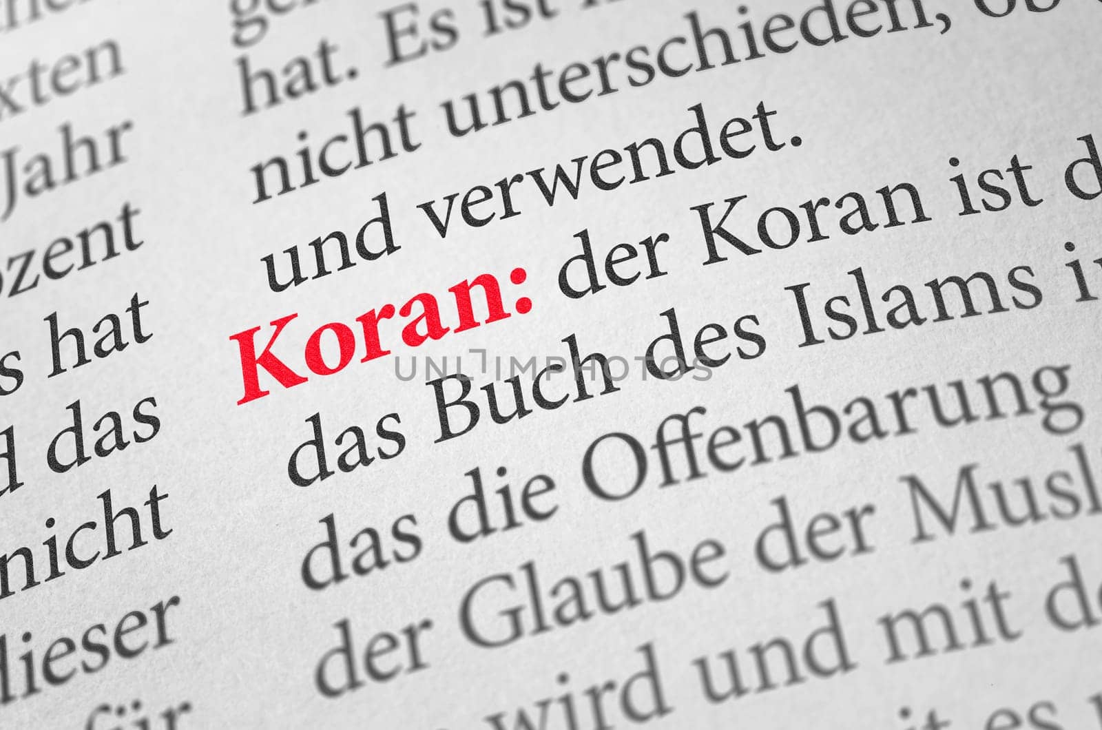 Dictionary with the term Quran