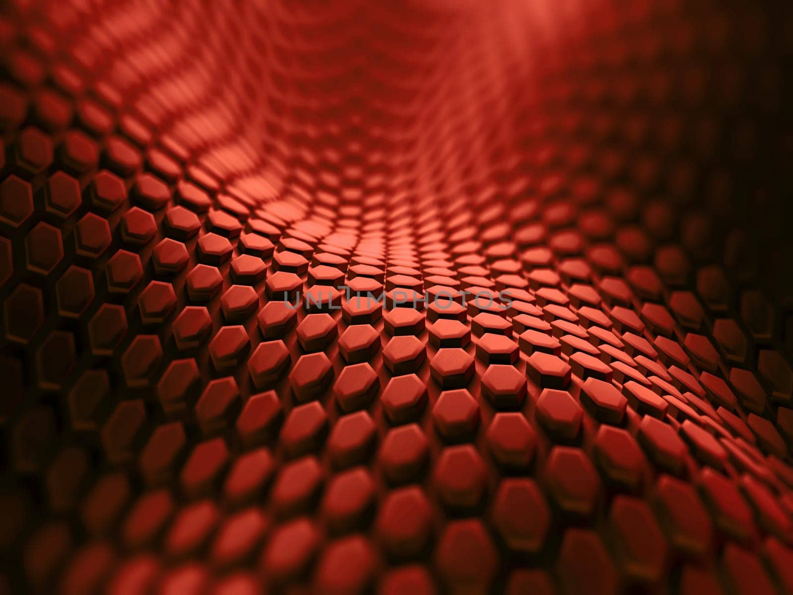 Abstract background with hexagonal shapes in red.