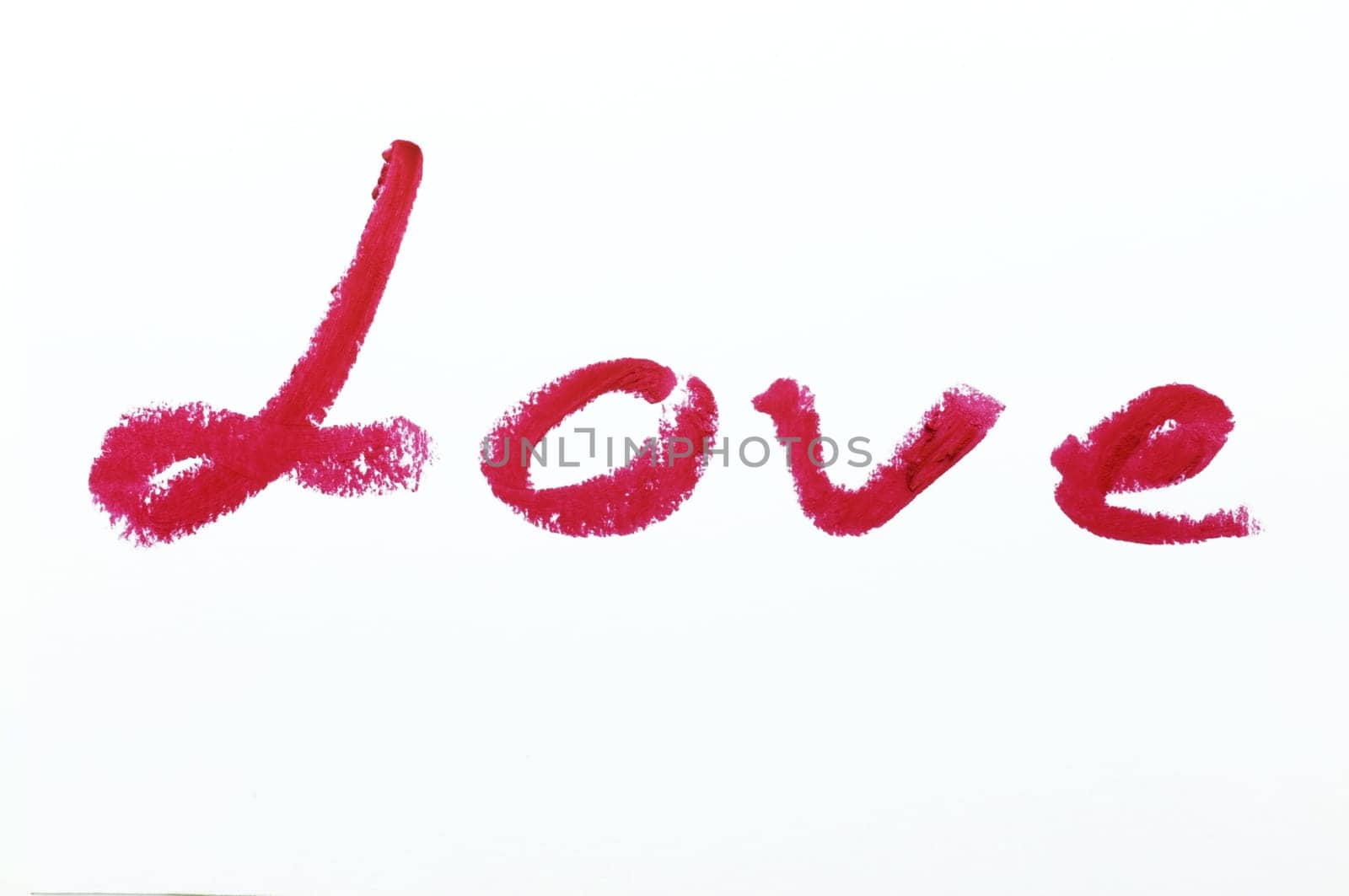 Red lipstick love on white background