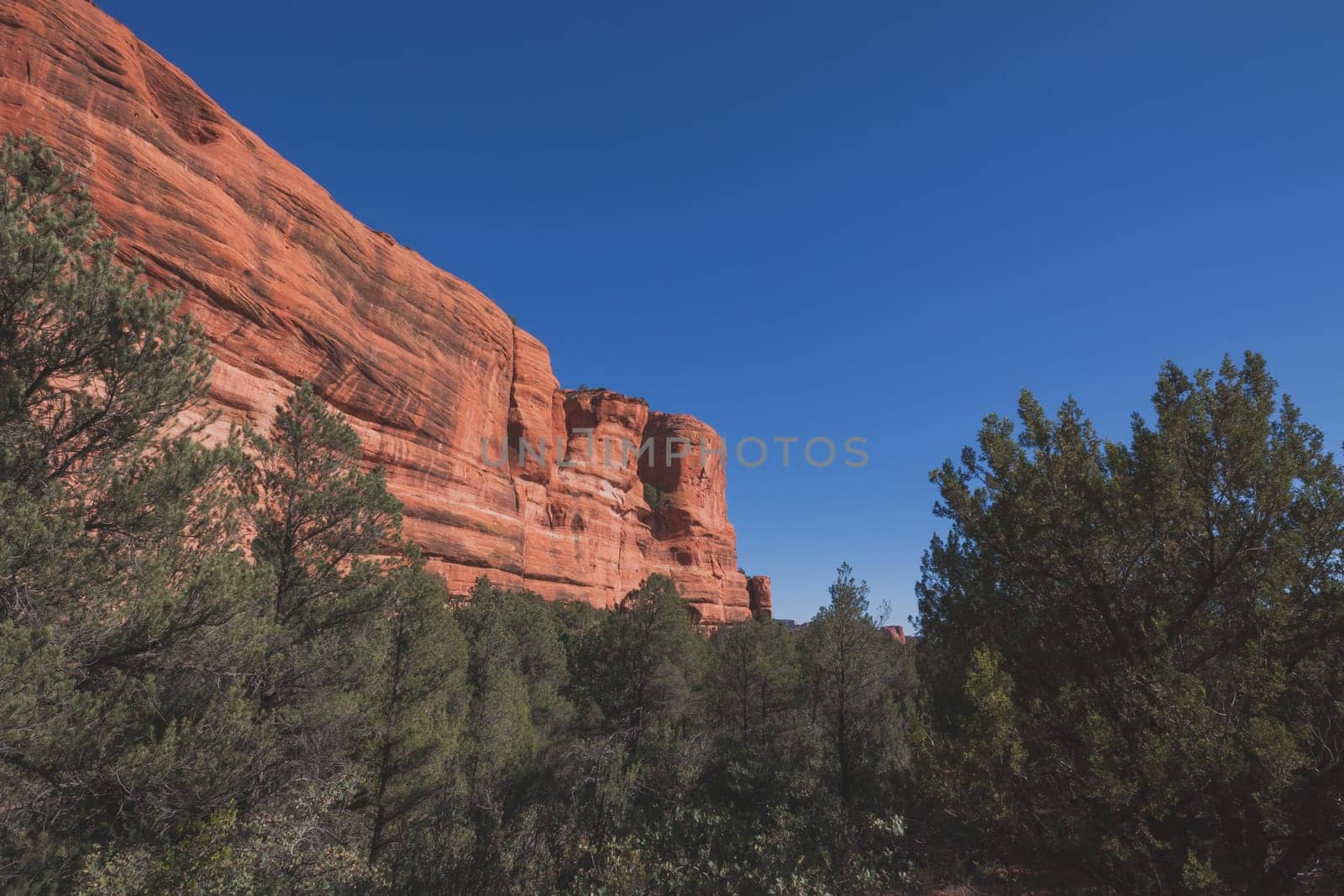 Landscape of a red rock cliff formation in Sedona, Arizona