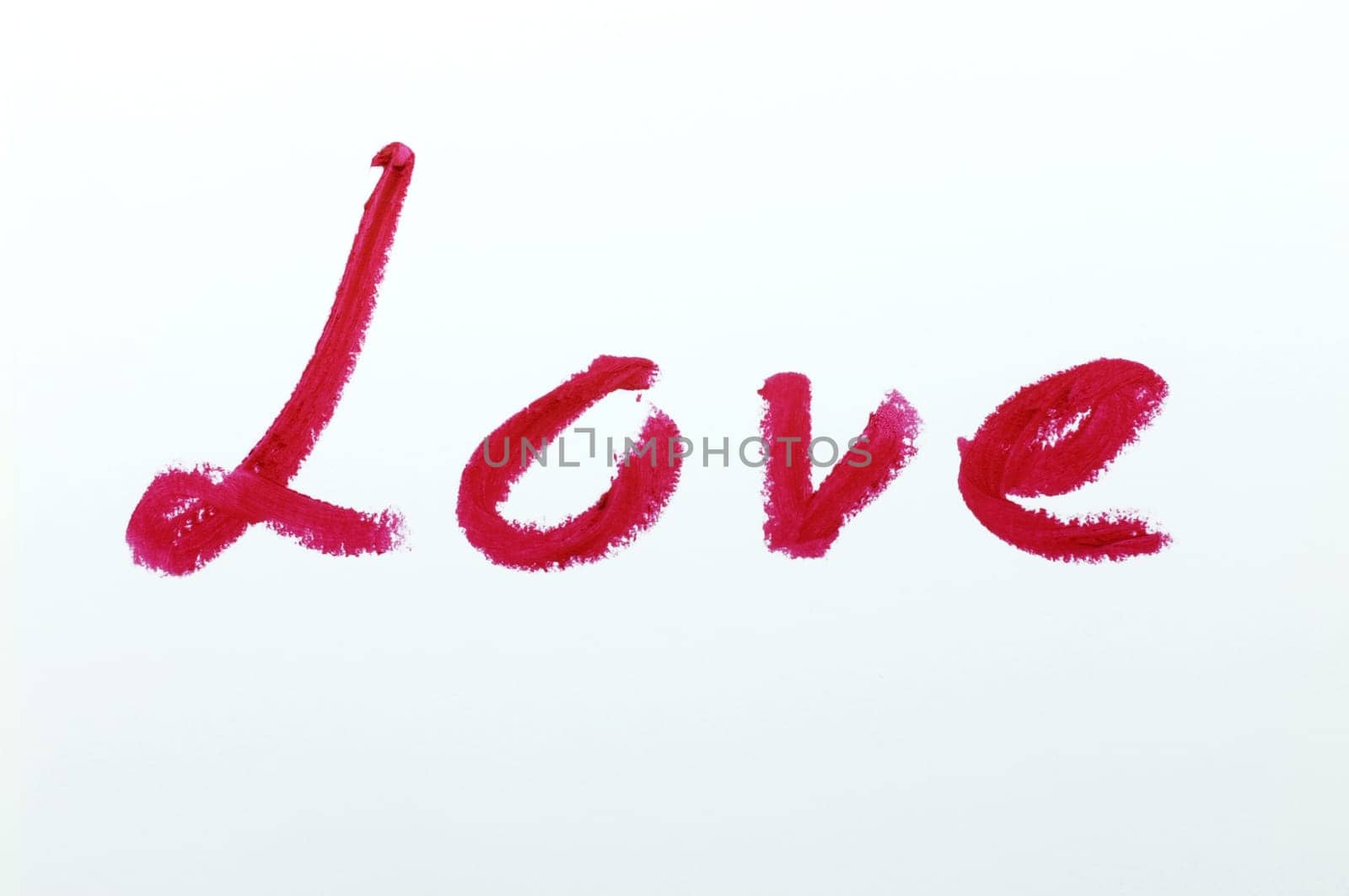Red lipstick love on white background