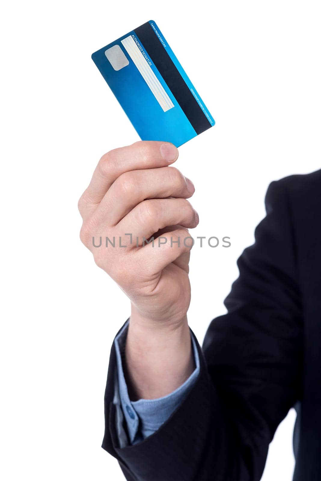 Cropped image of a businessman holding credit card
