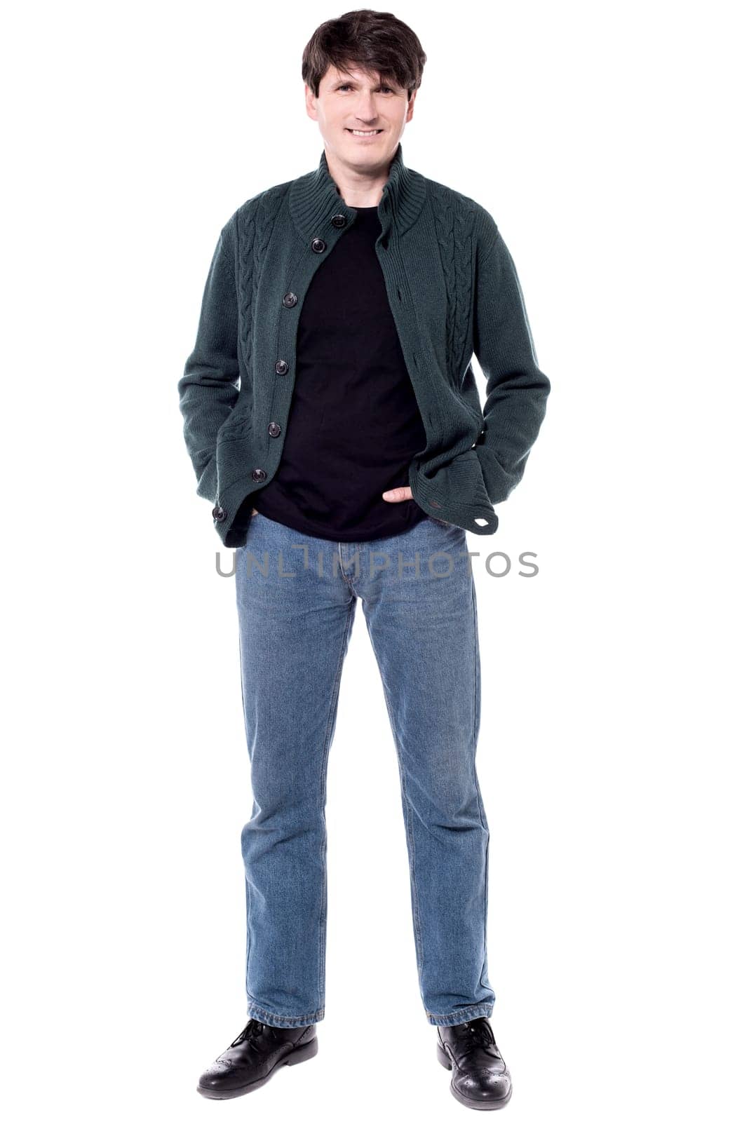 Smiling good looking man in casual winter cloth
