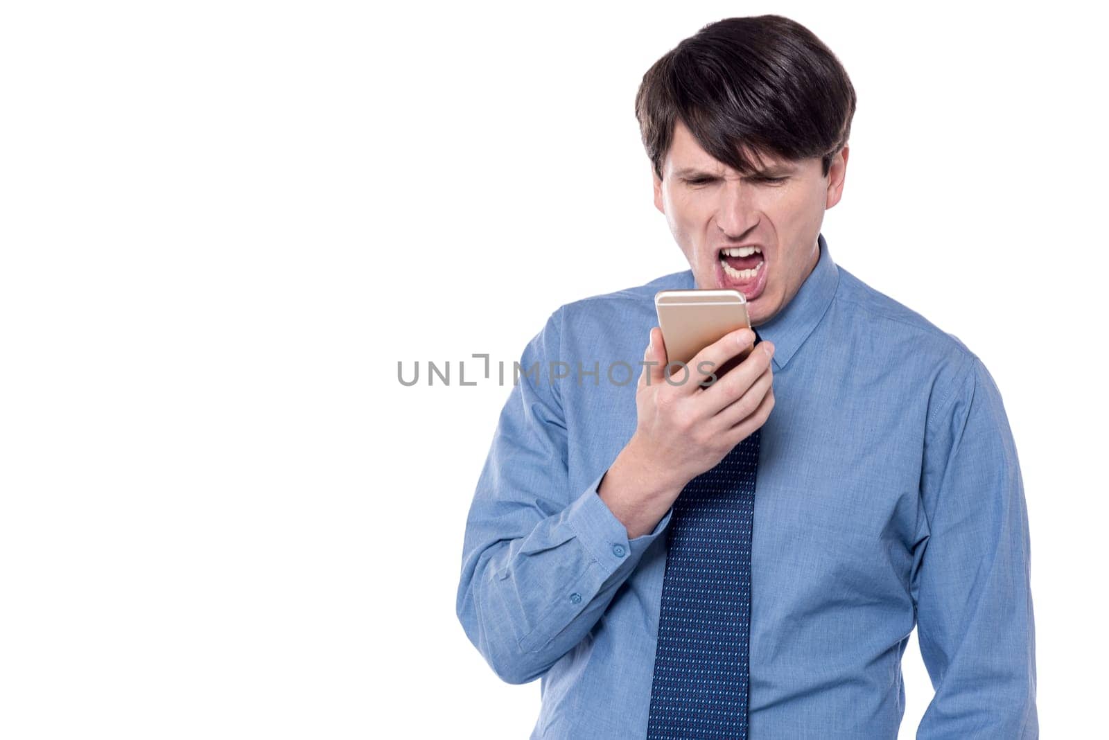 Angry businessman on phone call
