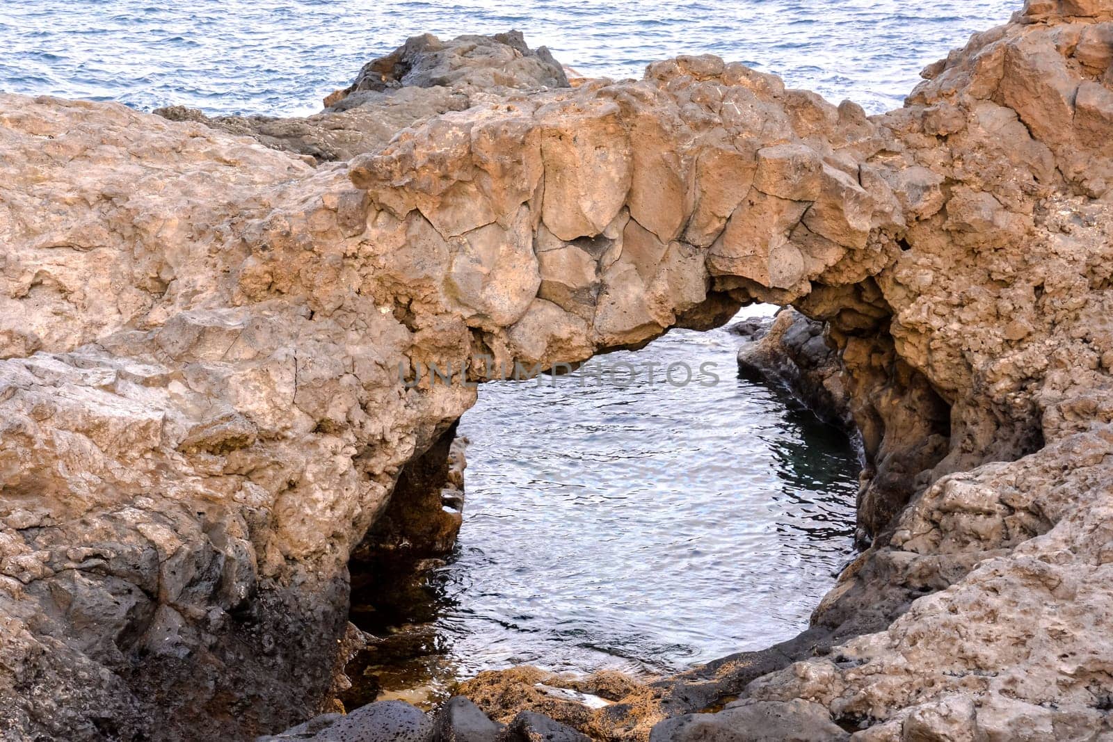 Volcanic Formation Natural Arch in the Desert Tenerife Canary Islands Spain