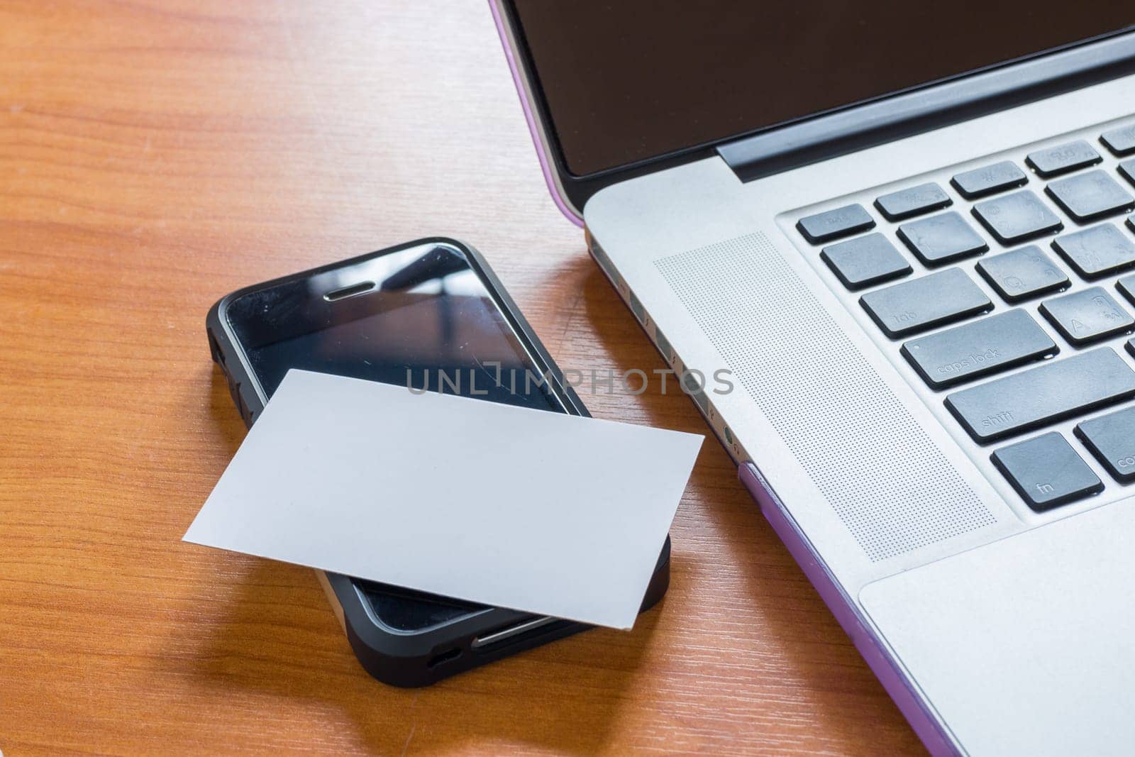 Simply freelance work table with laptop, stock photo