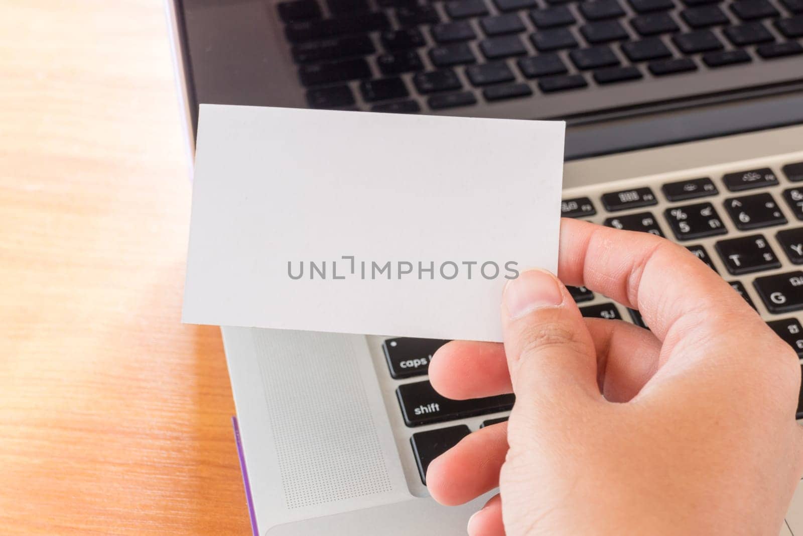 Simply freelance work table with laptop, stock photo