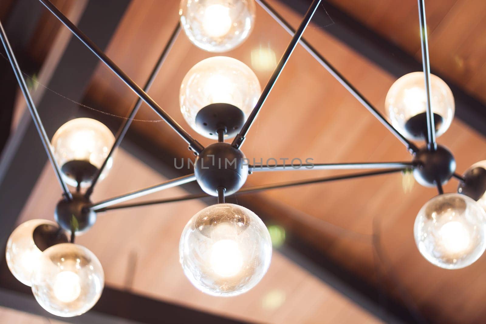 Beautiful light lamp decorated in coffee shop, stock photo