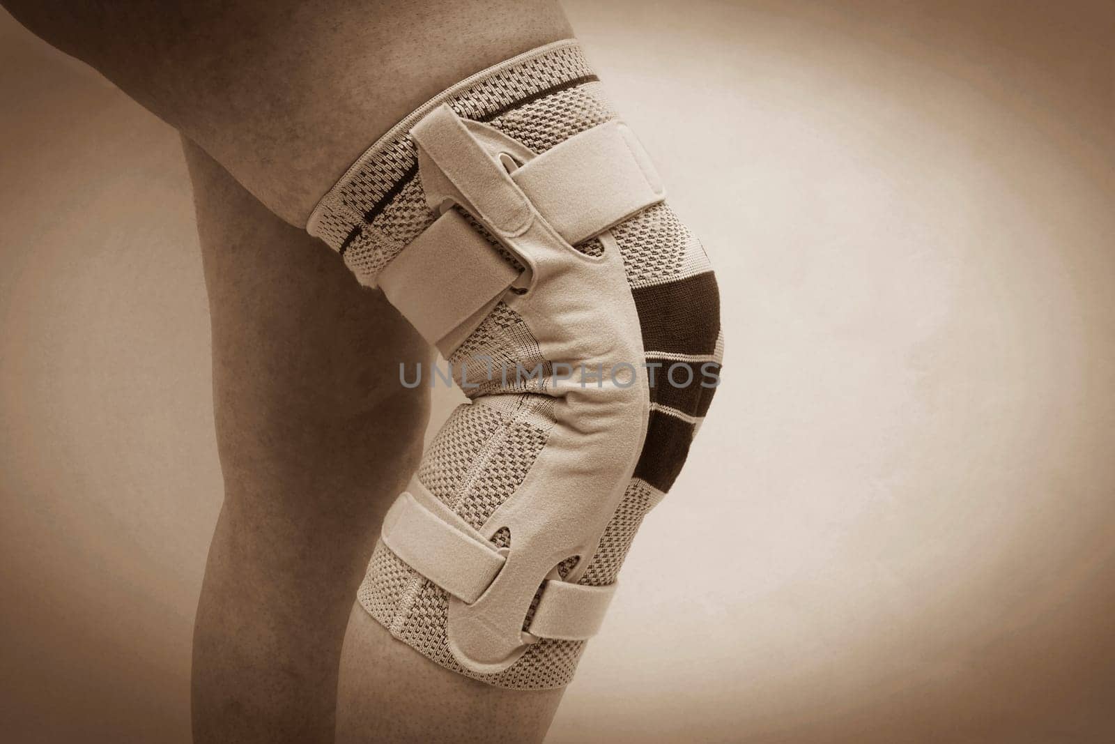 Knee bandage on a woman's leg
