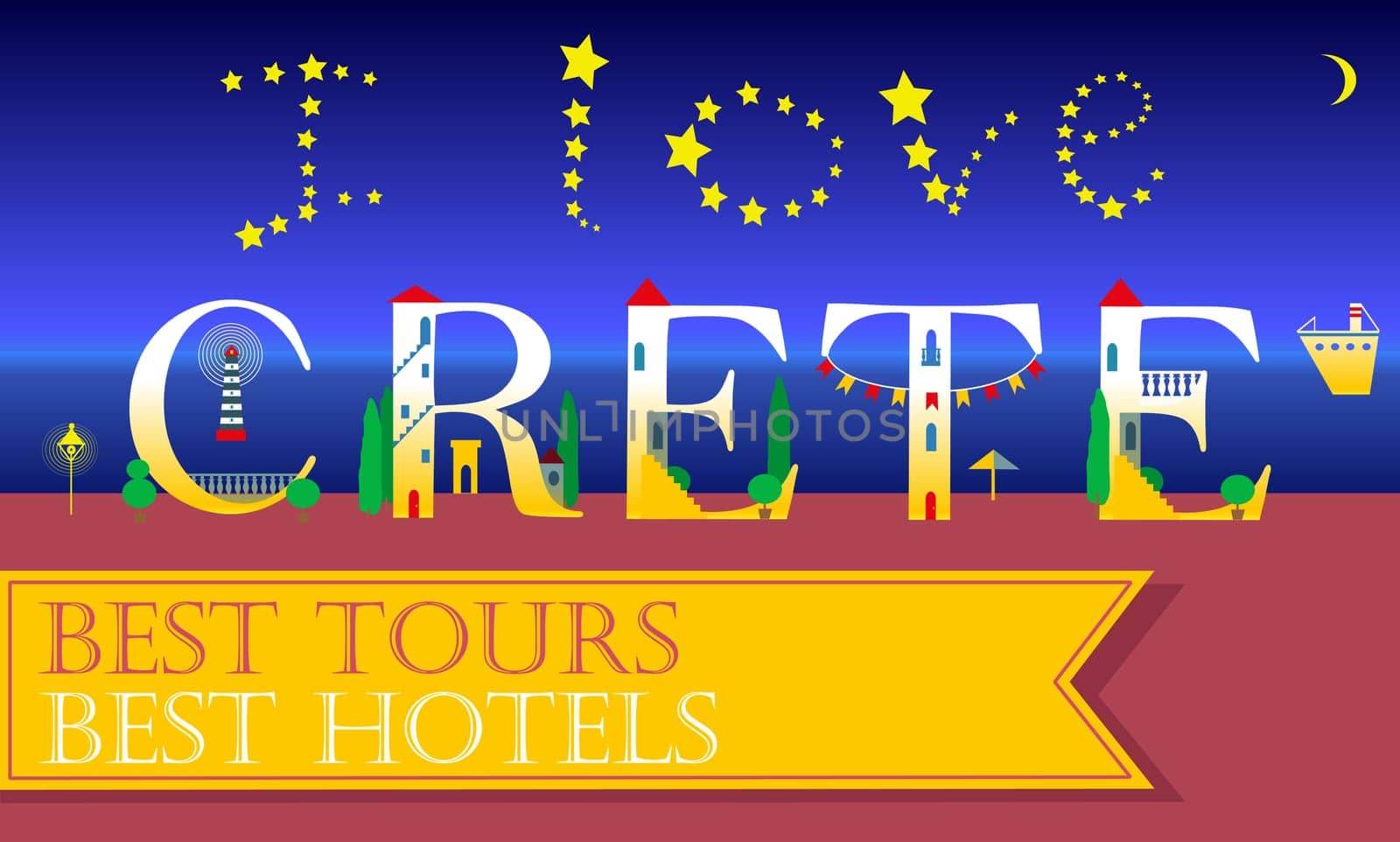 I love Crete Inscription. Holiday houses Font