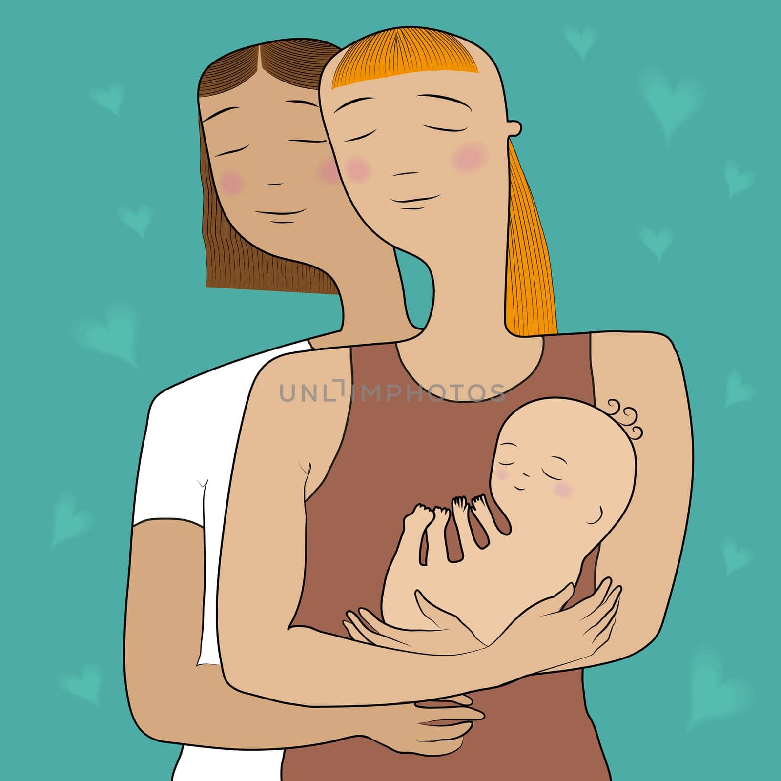 Happy gay family. Vector Illustration