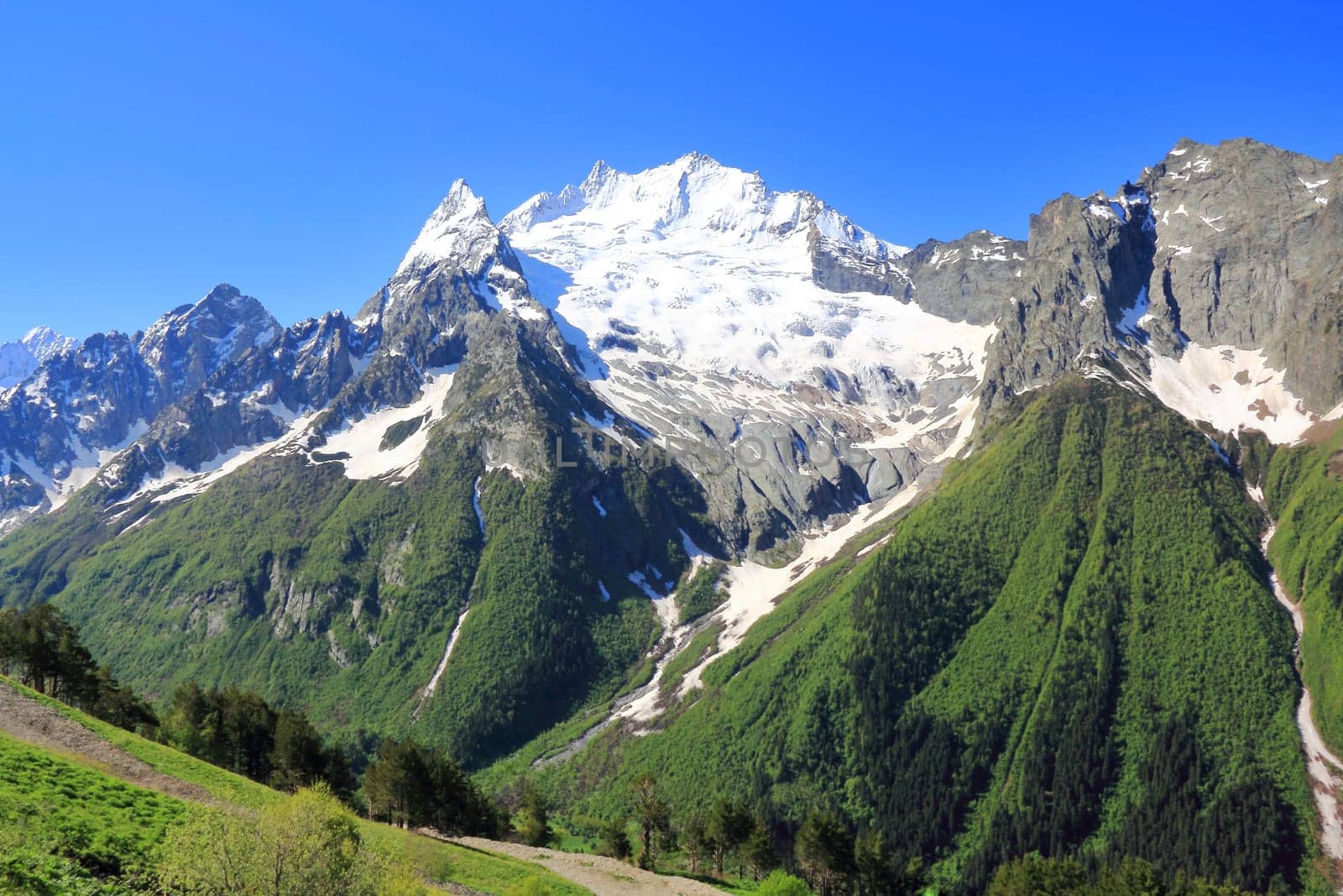 Image of beautiful landscape with Caucasus mountains