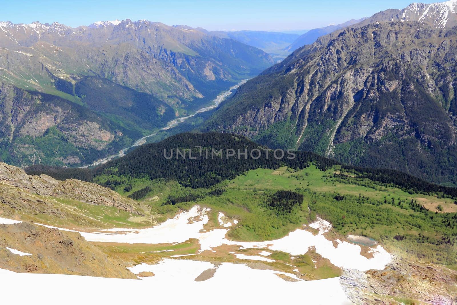 Summer scenery of Caucasus green mountains