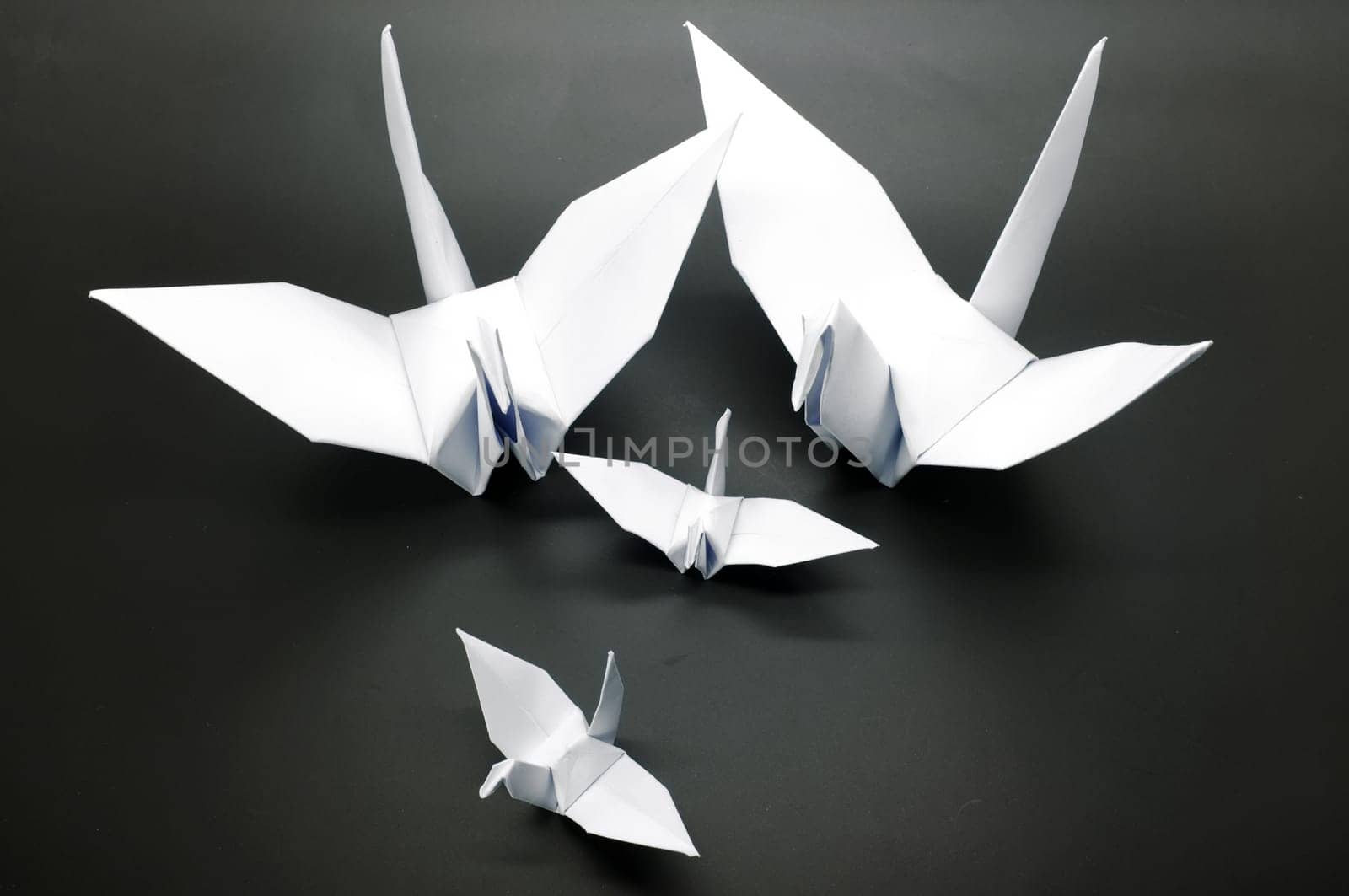 White origami crane, bird, paper