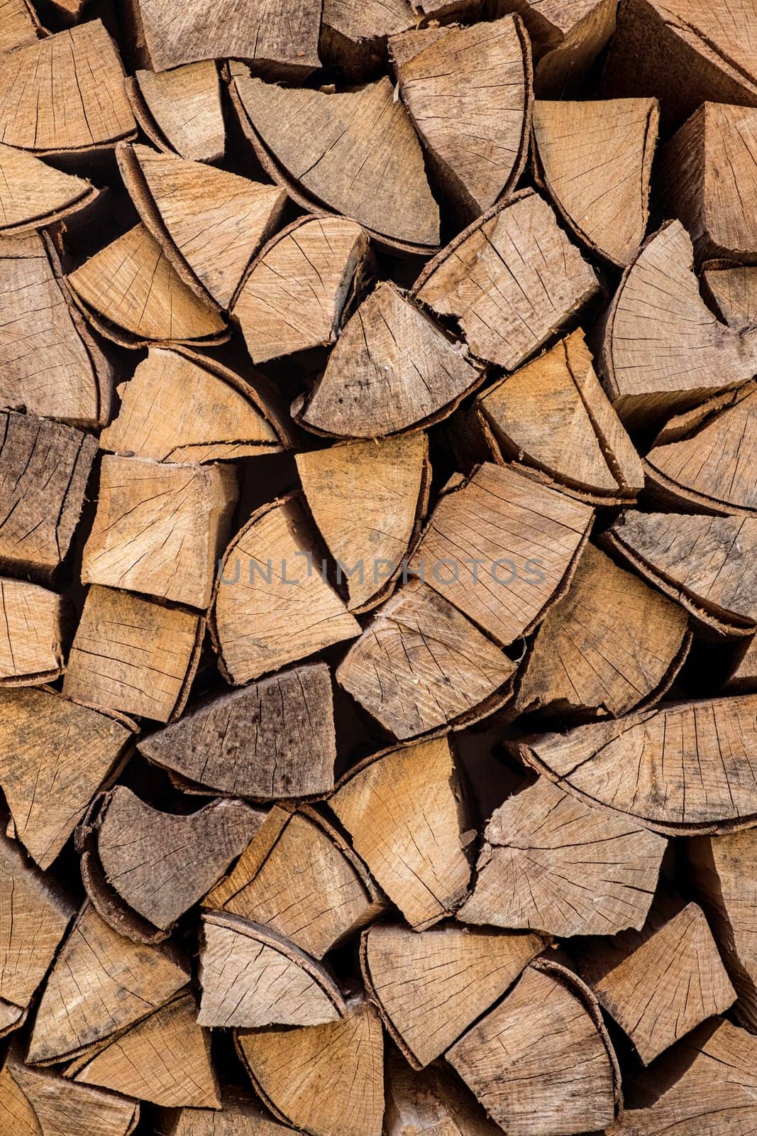 Stack of neatly arranged firewood ready for the winter