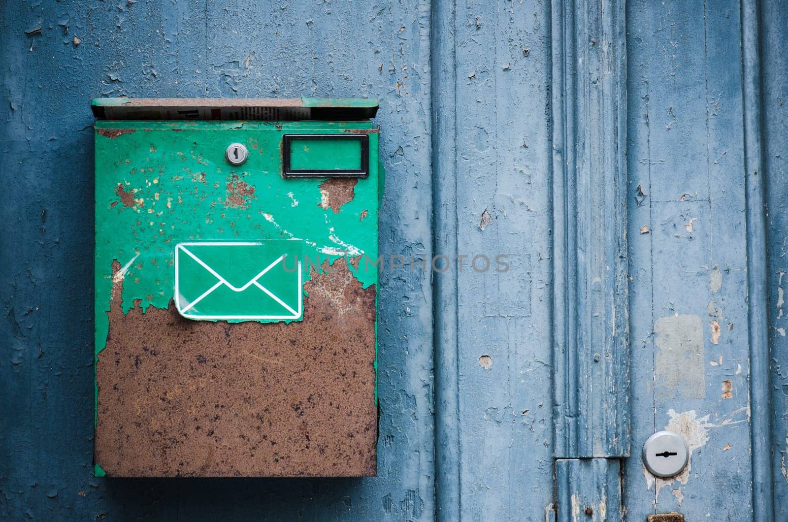 Old mailbox on a building wall, close-up