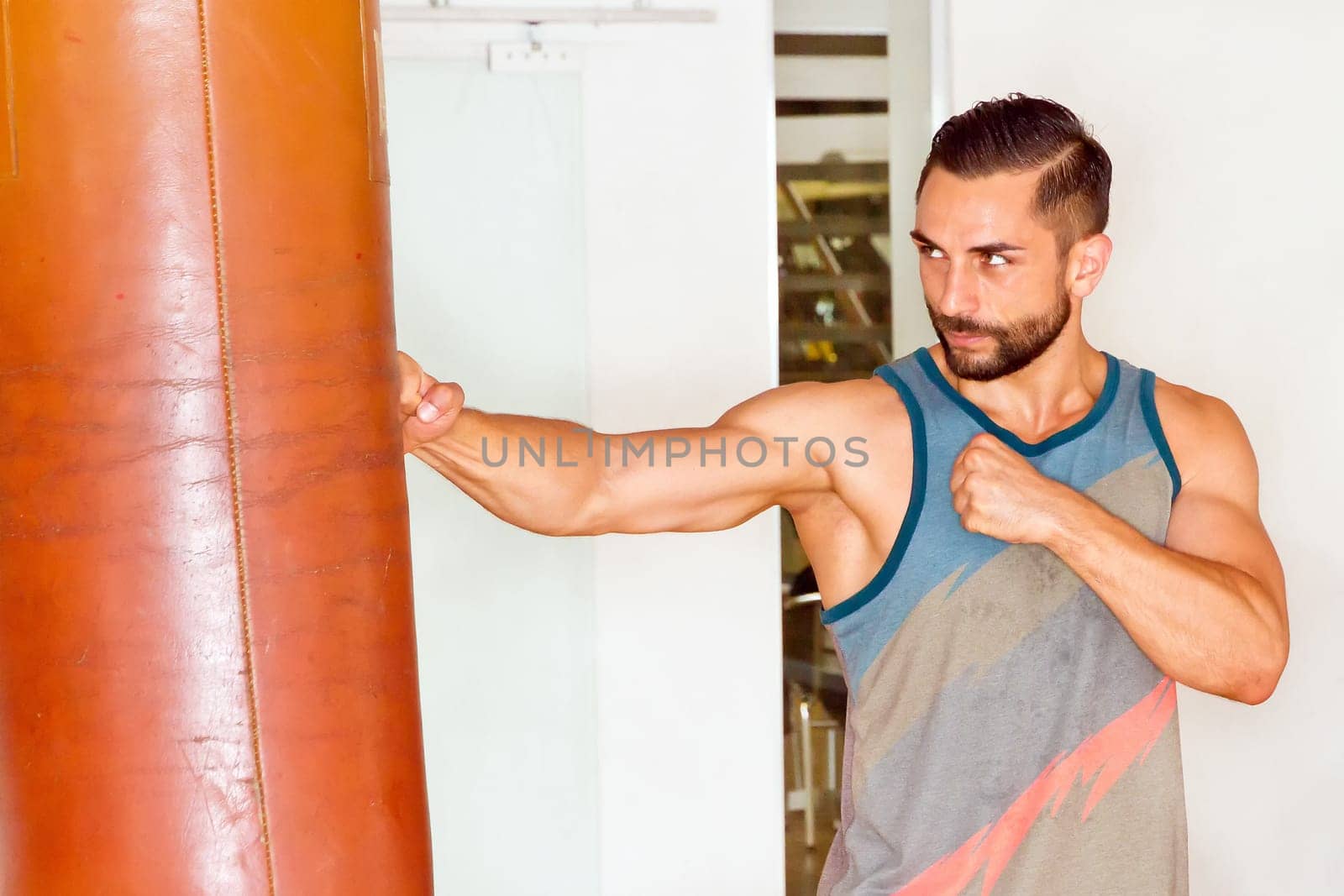 Training on the punching bag