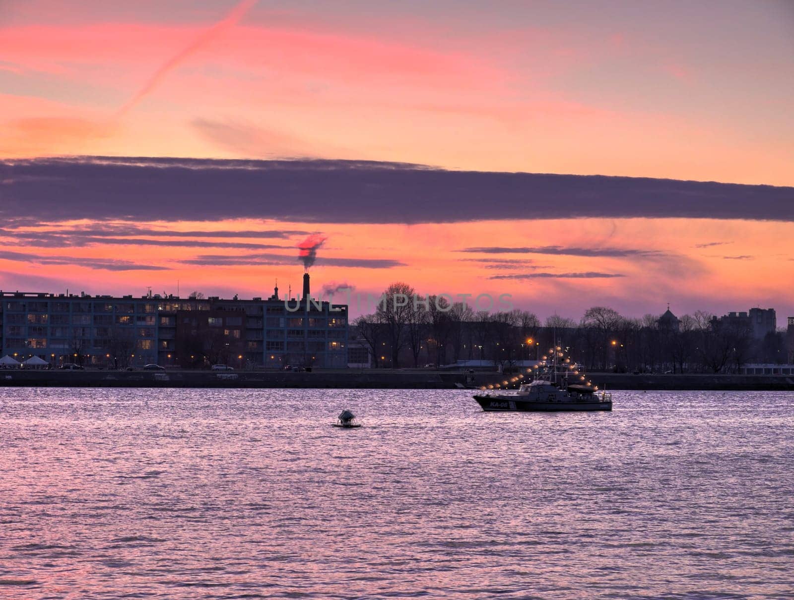 View of Riga river and Vansu Bridge in evening