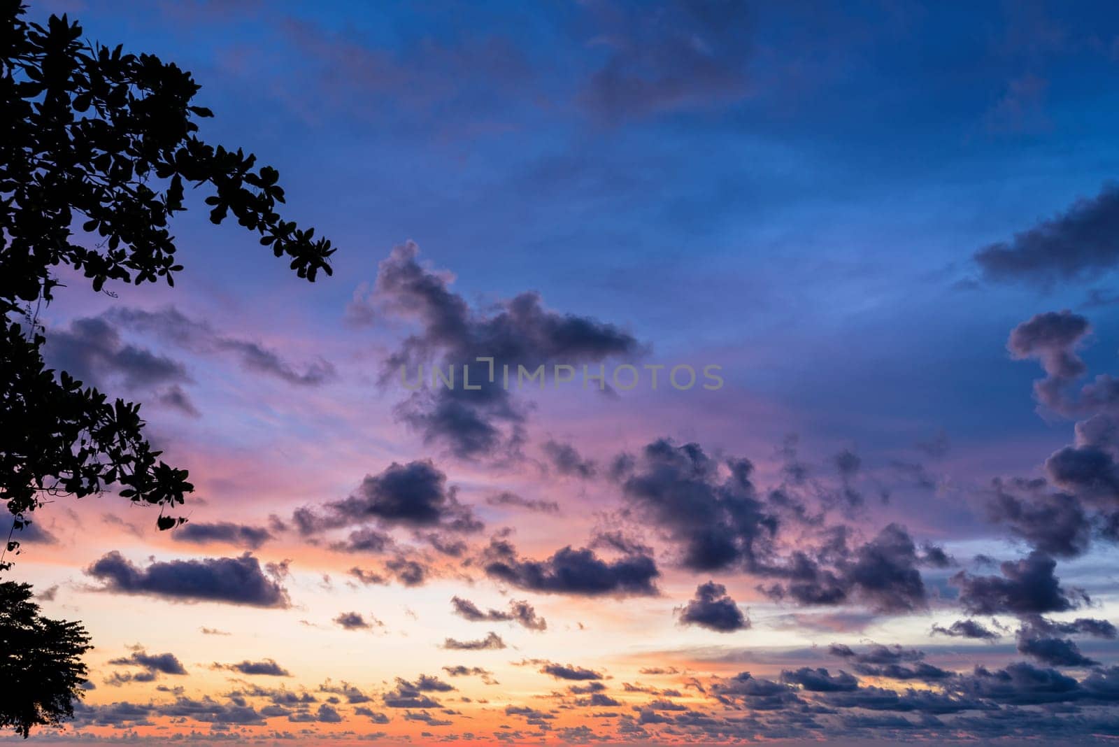 Beautiful landscape colorful sky and cloud during sunset in Thailand for background