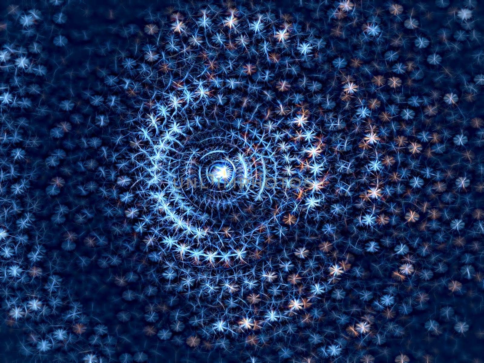 Abstract computer-generated image swirl consisting of small flowers or stars