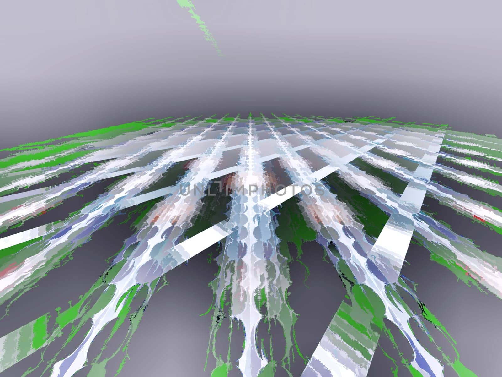 Abstract computer-generated image light background of receding to the horizon textured cylinder and crossing their diagonal stripes as if painted with watercolors