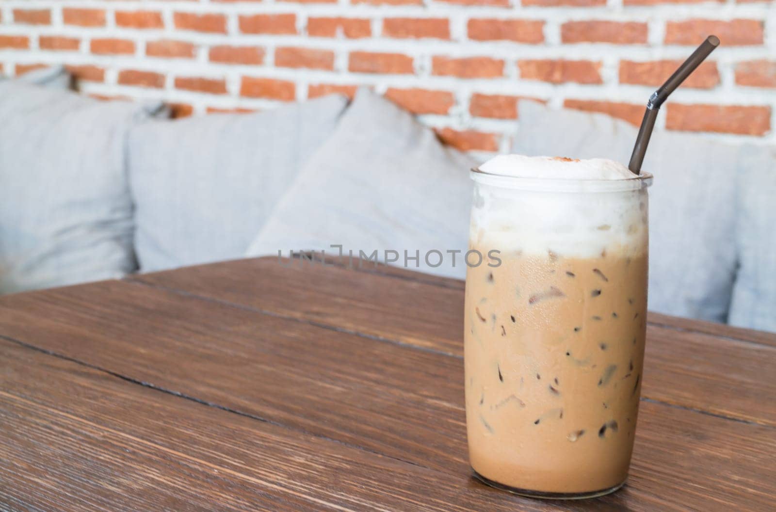 Coffee mocha into a cold glass, stock photo