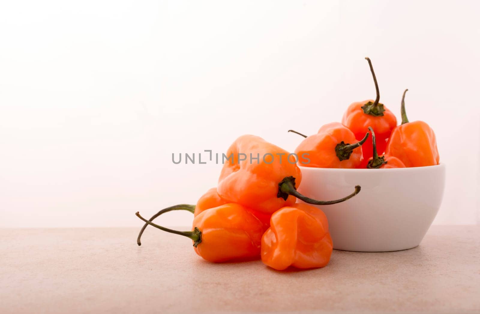 Approach and details a set of chiles habaneros. Typical of mérida, yucatán. is a pepper very spicy and powerful taste.