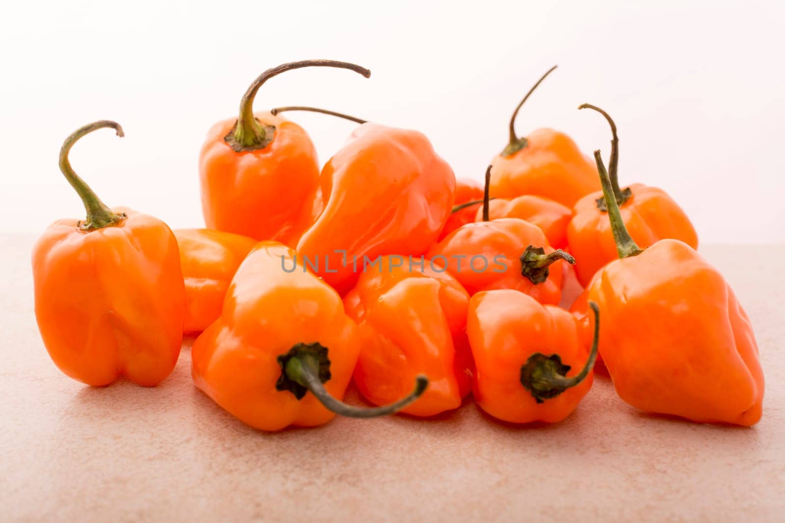 Approach and details a set of chiles habaneros. Typical of mérida, yucatán. is a pepper very spicy and powerful taste.