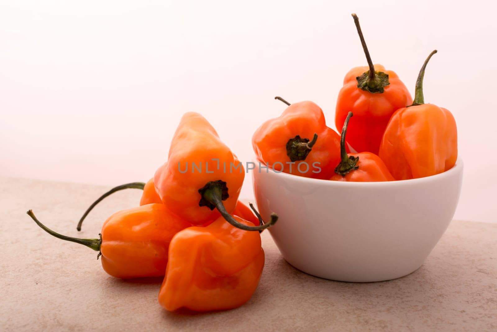 Approach and details a set of chiles habaneros. Typical of mérida, yucatán. is a pepper very spicy and powerful taste.