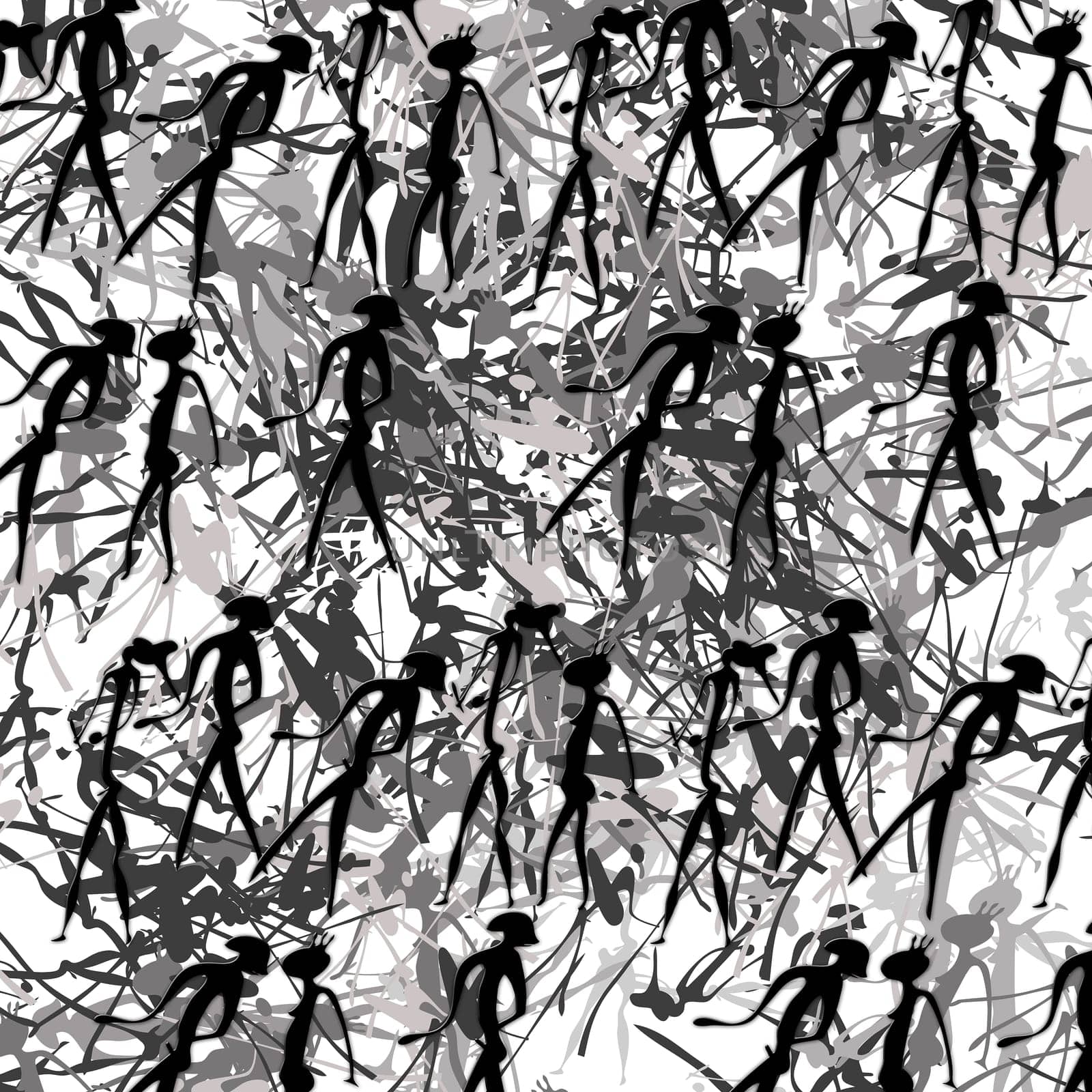 Primitive figures looks like cave painting - primitive art - warriors
