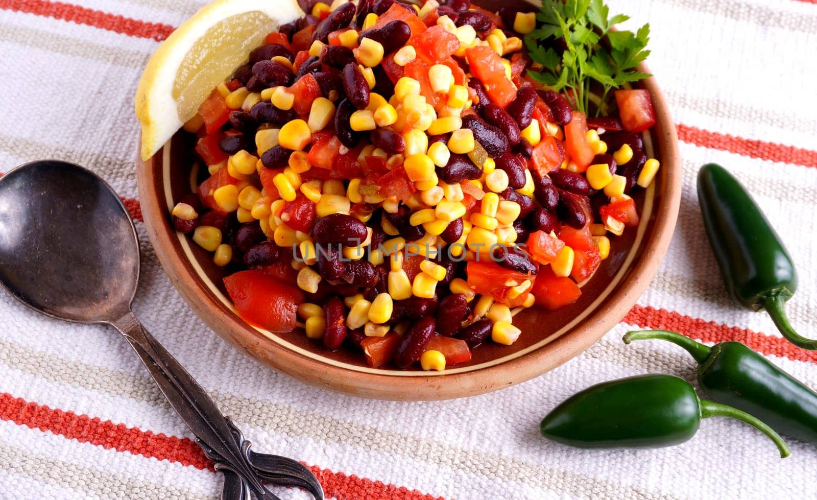 salsa salad and green peppers. Mexican side dish