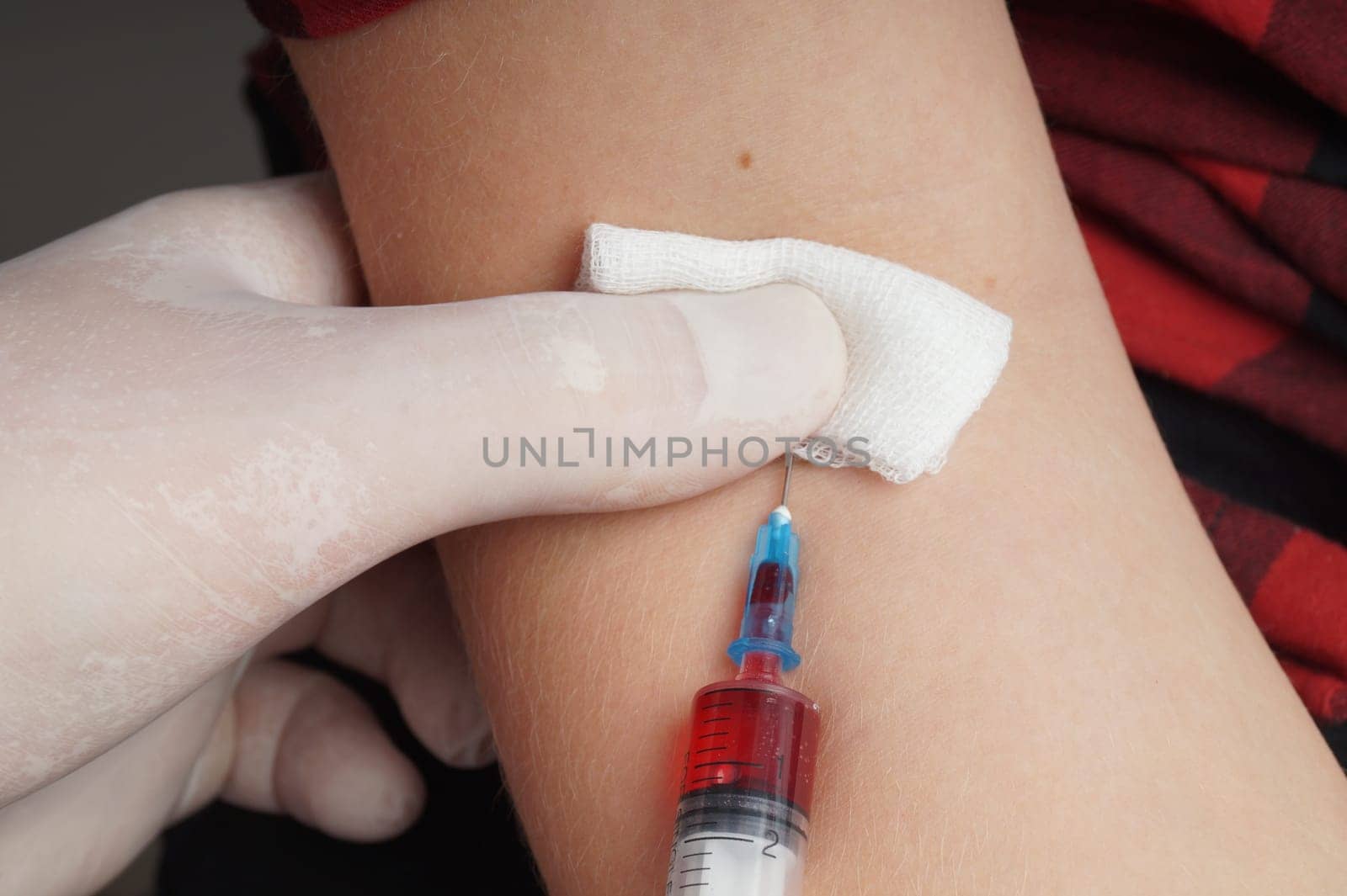 Blood sample. Clinical testing. Lab syringe test