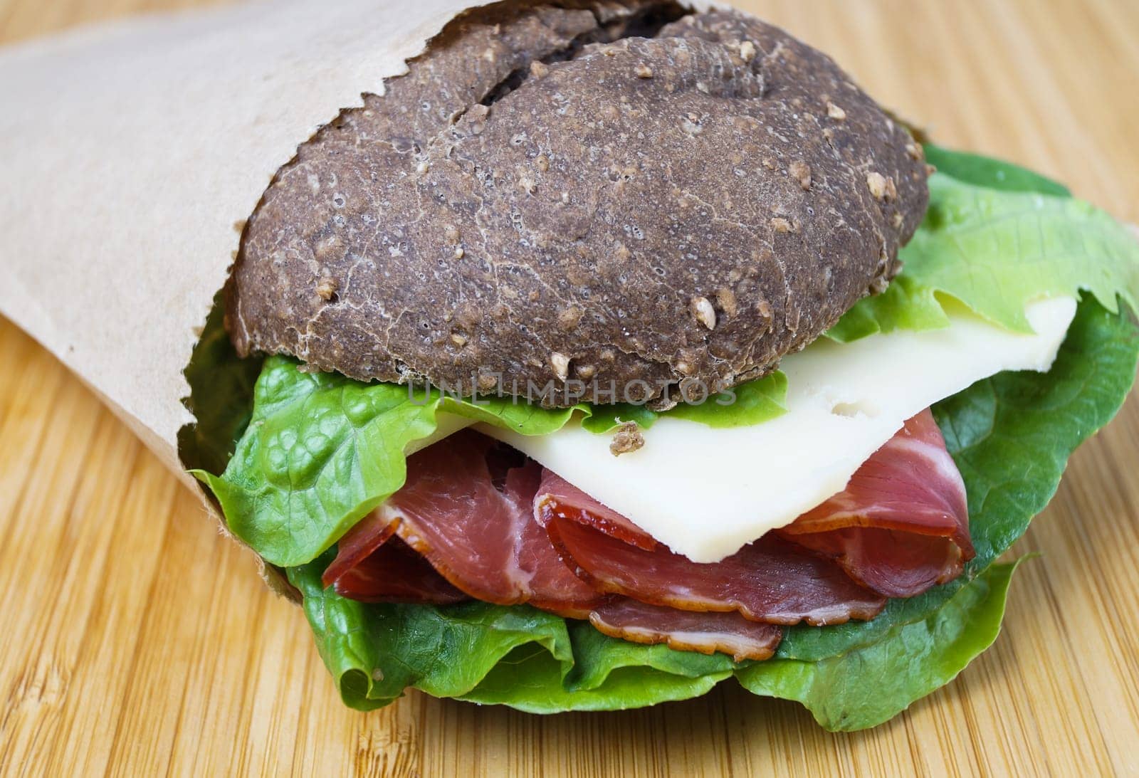 Ham and cheese sandwich on a rye bread