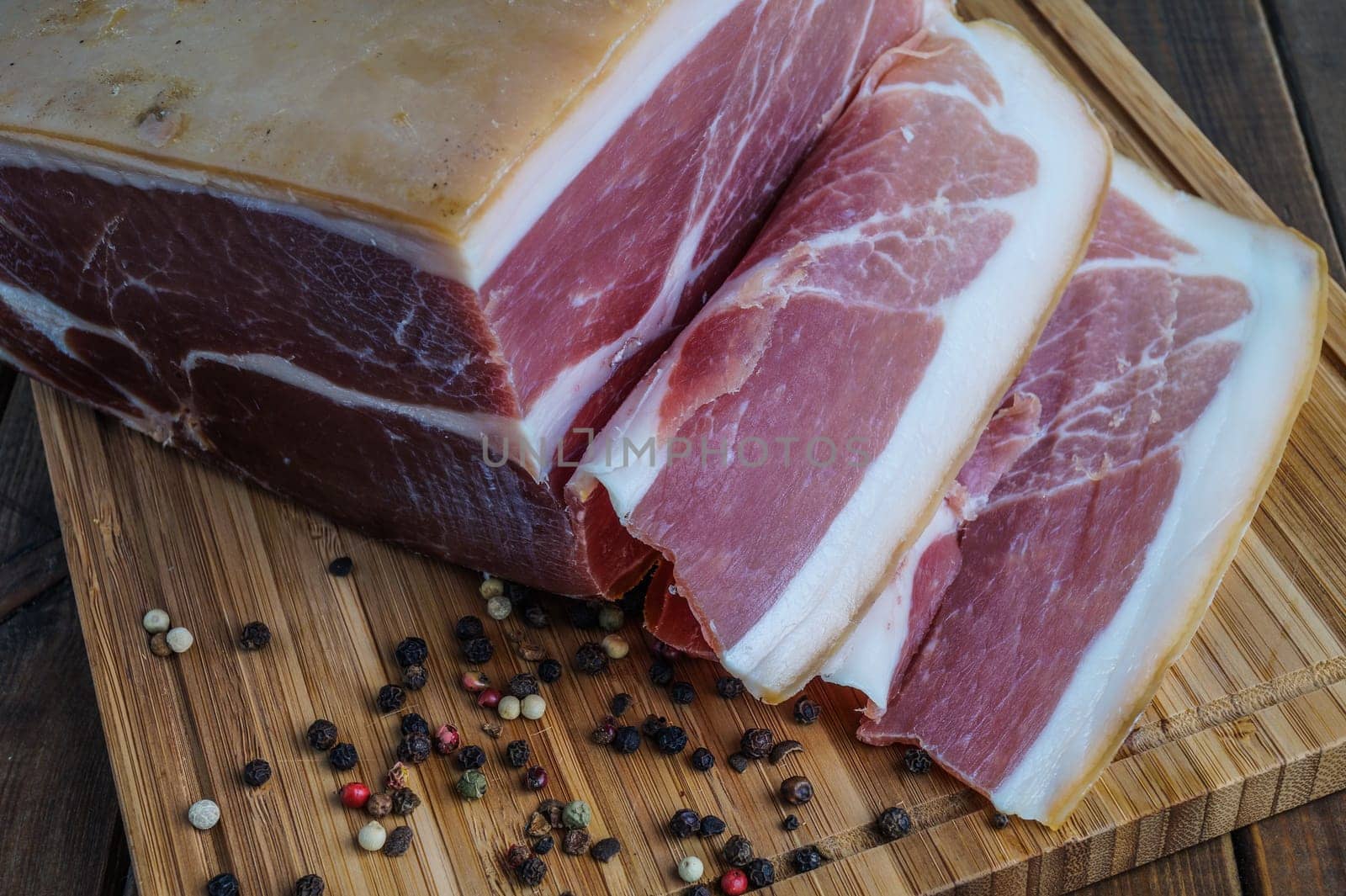 Whole prosciutto italian ham sliced for sandwich