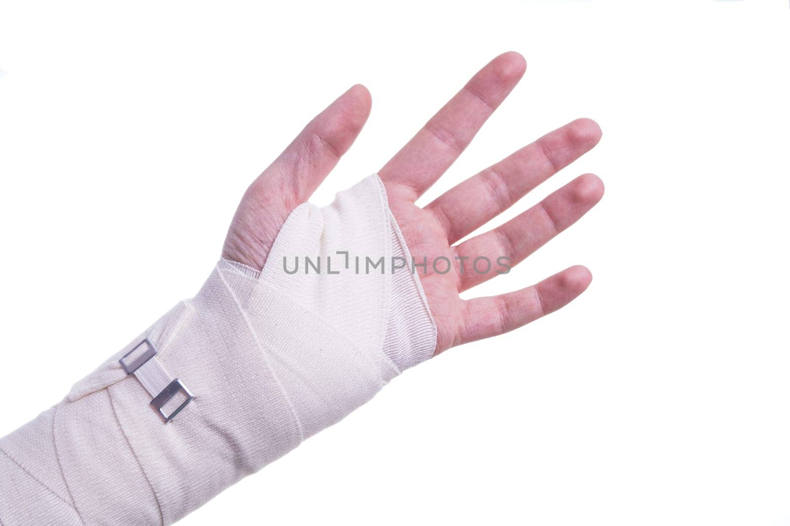 Sprained hand, Doctor helping with the Bandage
