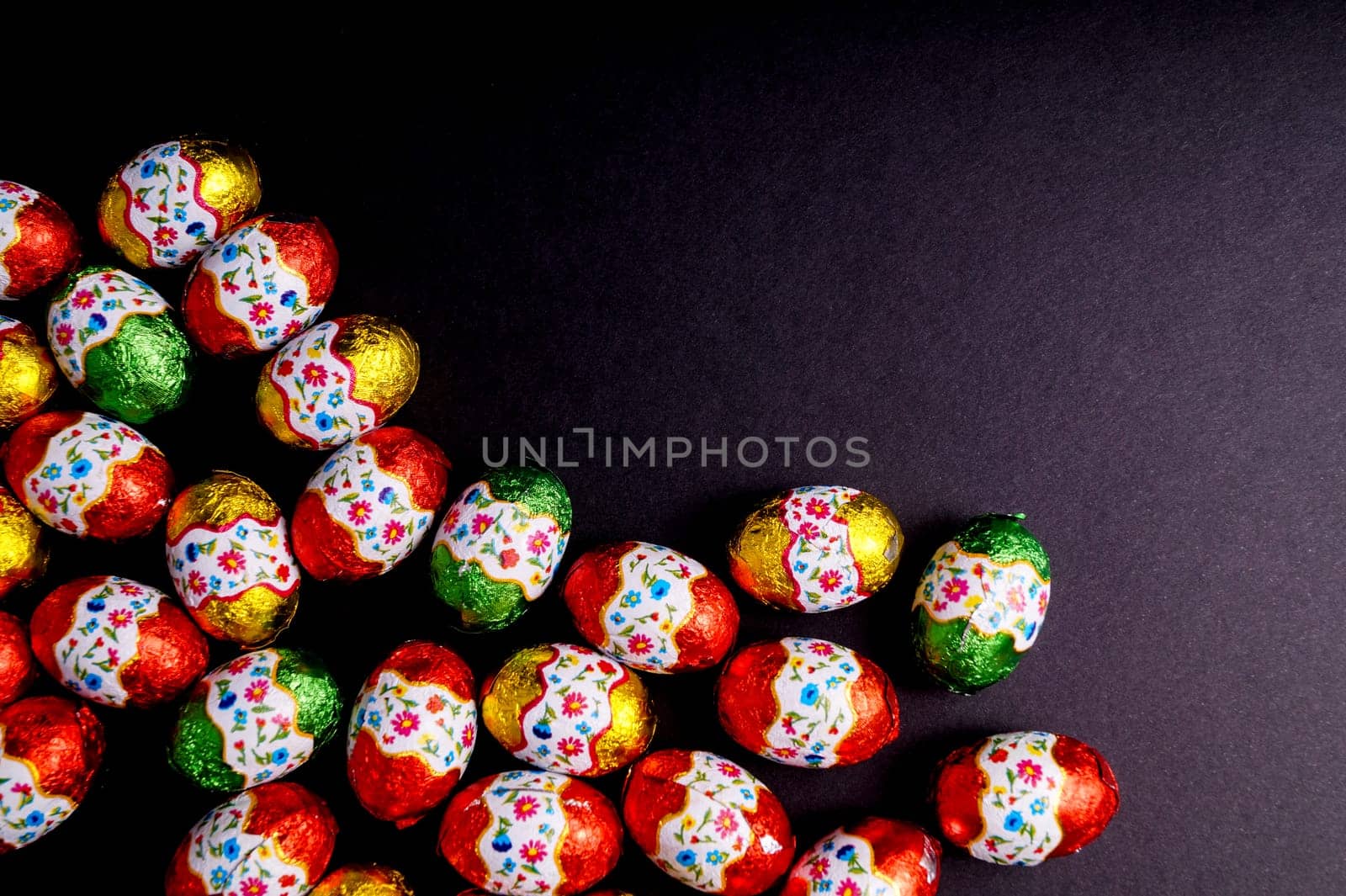 Easter egg isolated on Black background with copy space