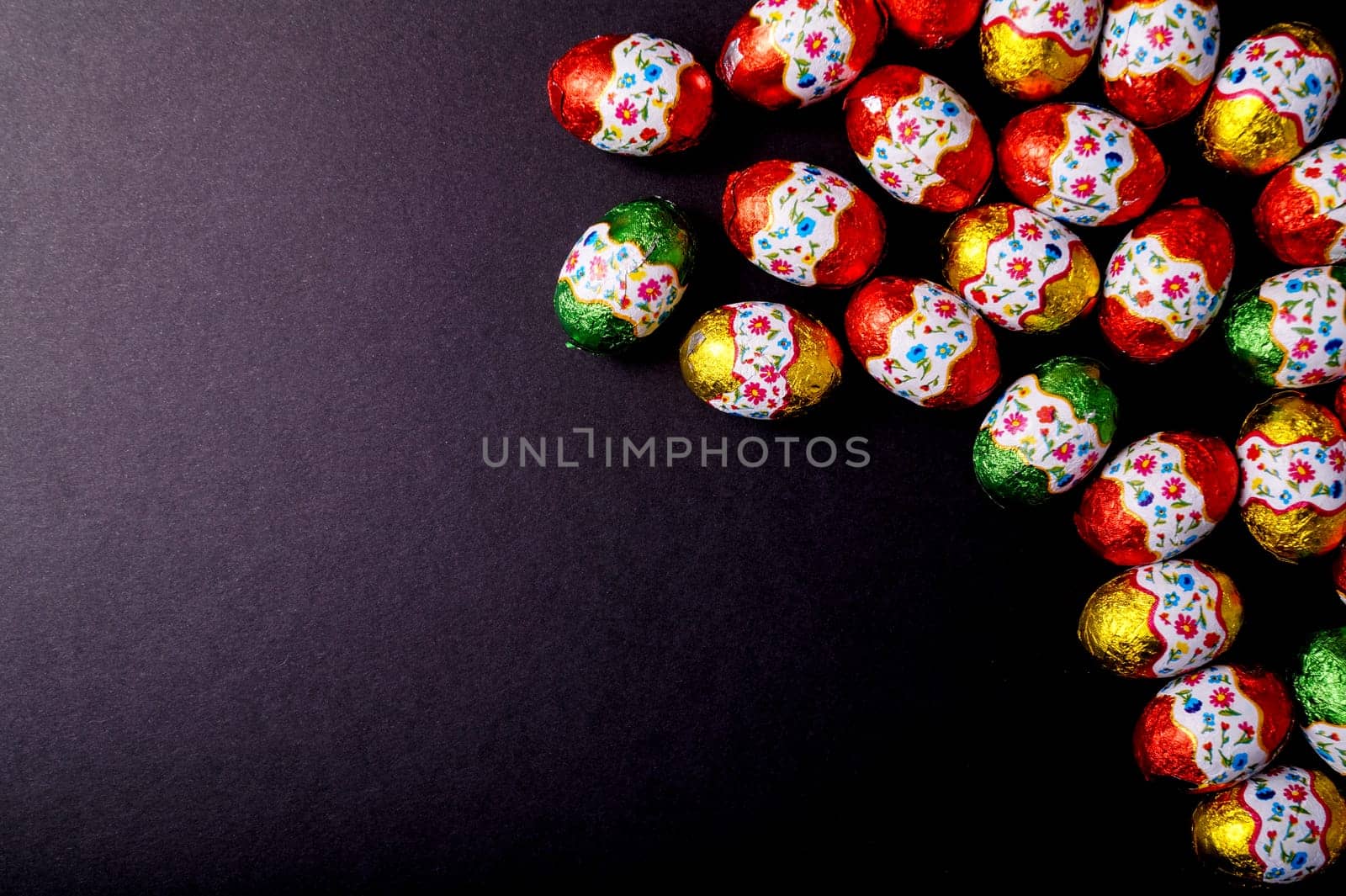 Easter egg isolated on Black background with copy space