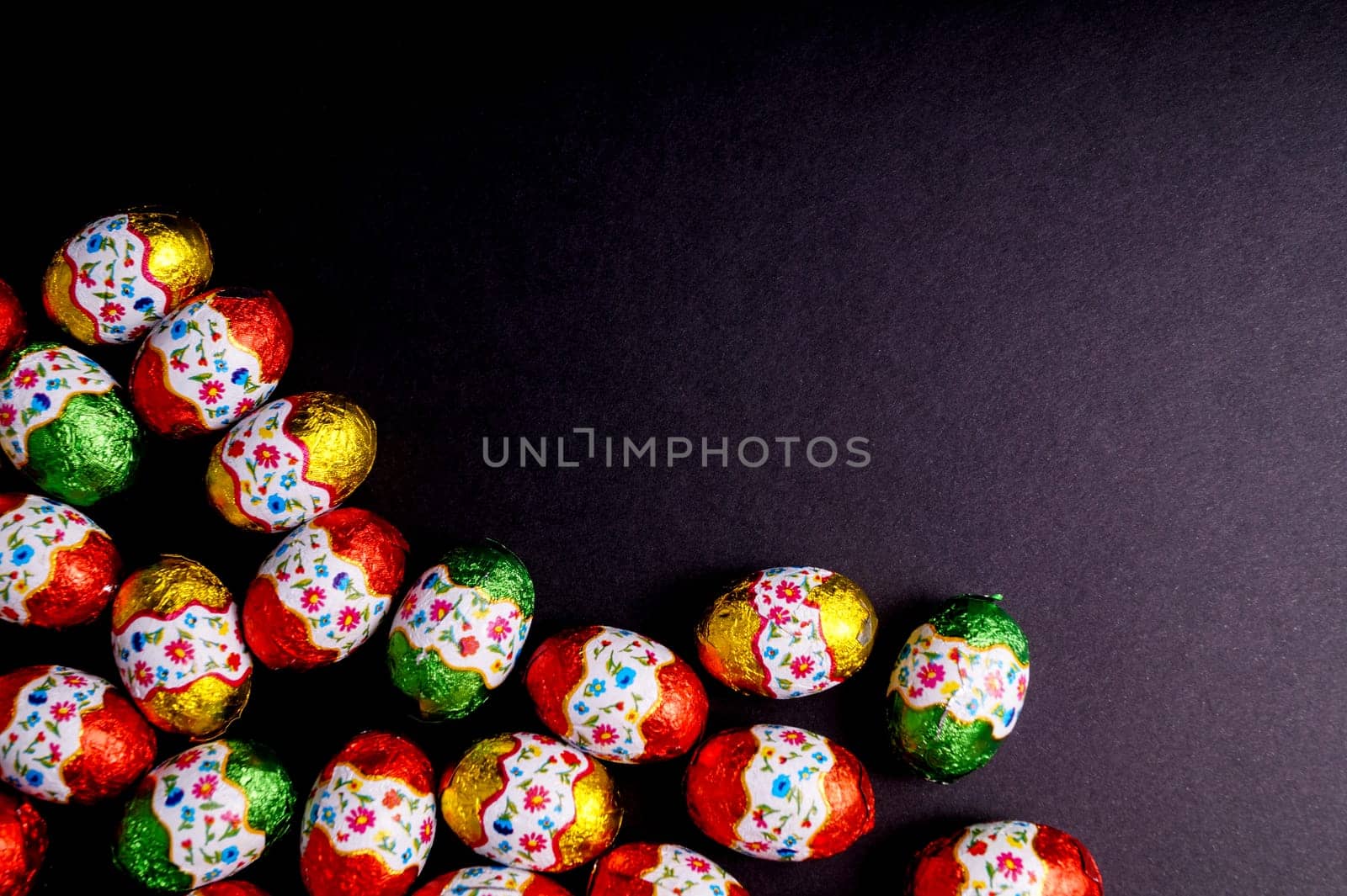 Easter egg isolated on Black background with copy space